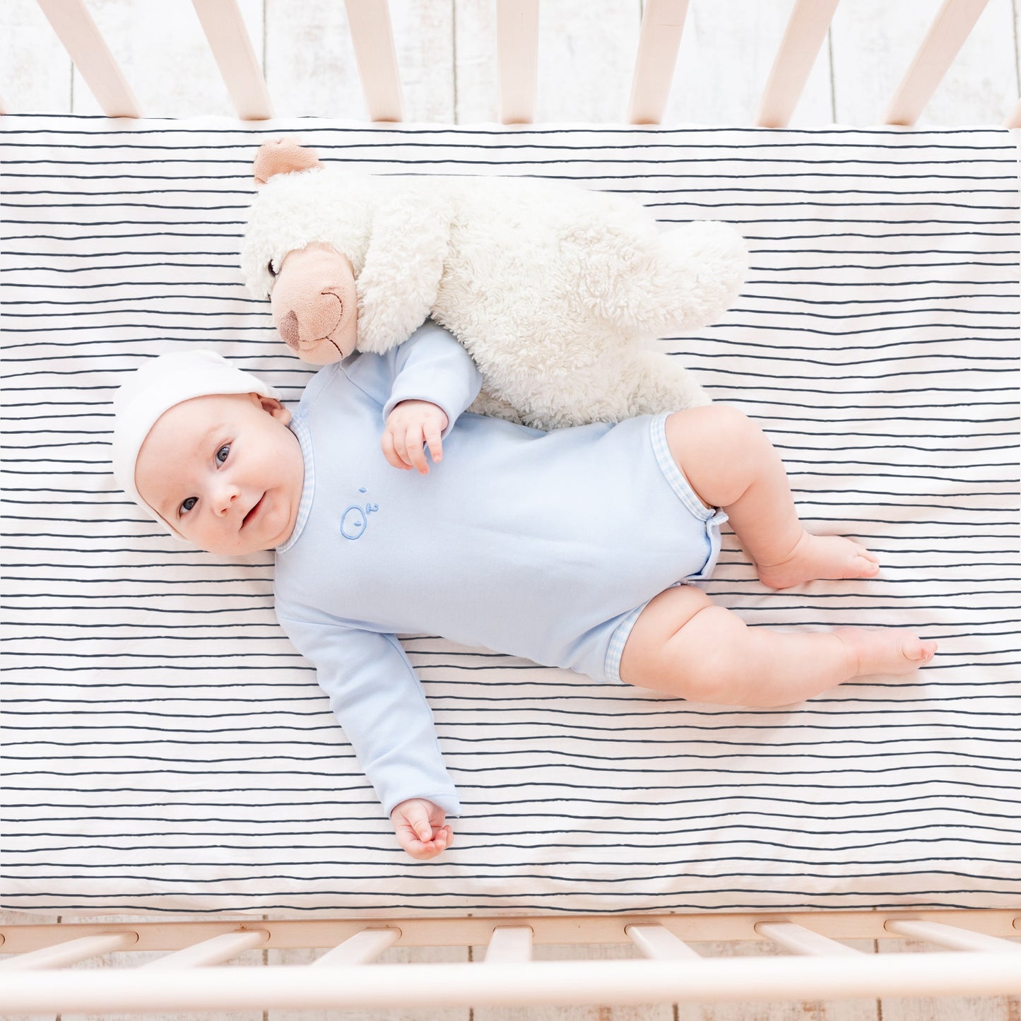 Organic Crib Sheet - Cobi Blue Stripes