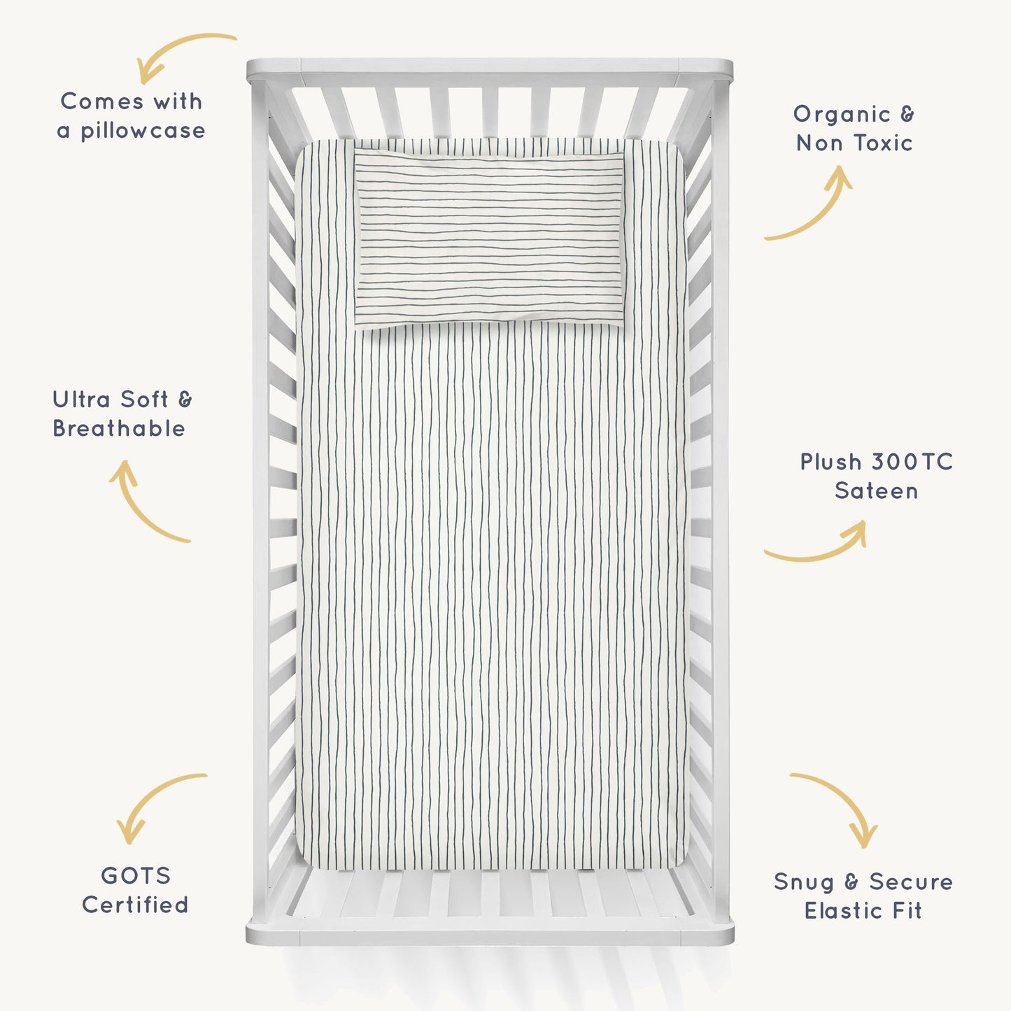 Organic Crib Sheet - Cobi Blue Stripes