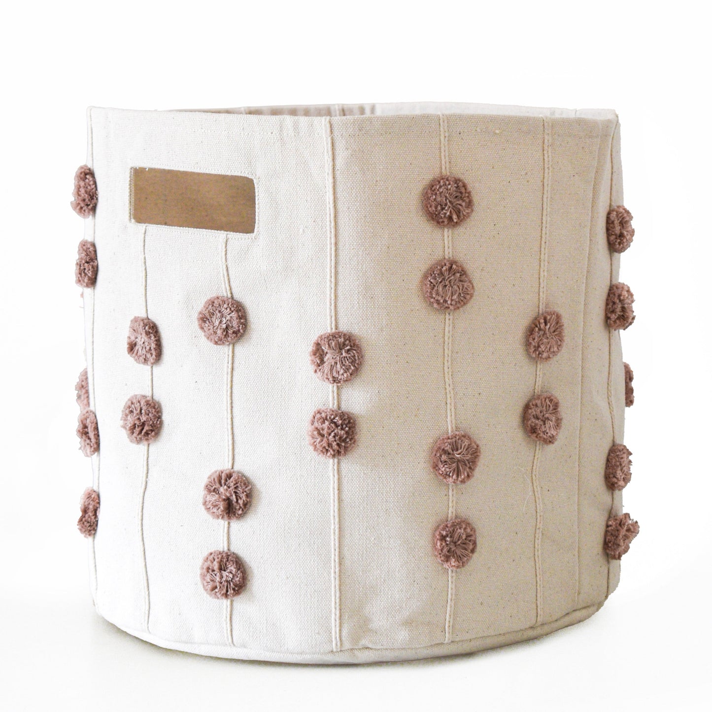 Handmade Canvas Storage Basket Pom Pom - Pecan