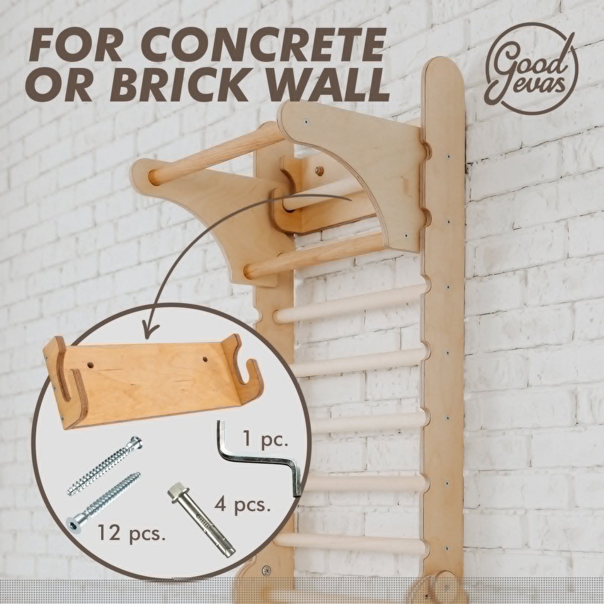 3in1 Wooden Swedish Wall / Climbing ladder for Children + Swing Set + Slide Board