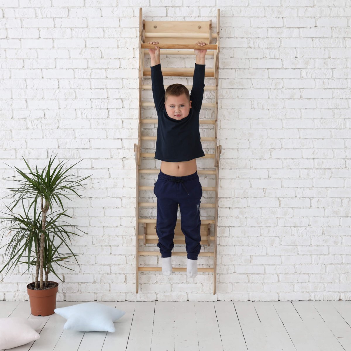 3in1 Wooden Swedish Wall / Climbing ladder for Children + Swing Set + Slide Board