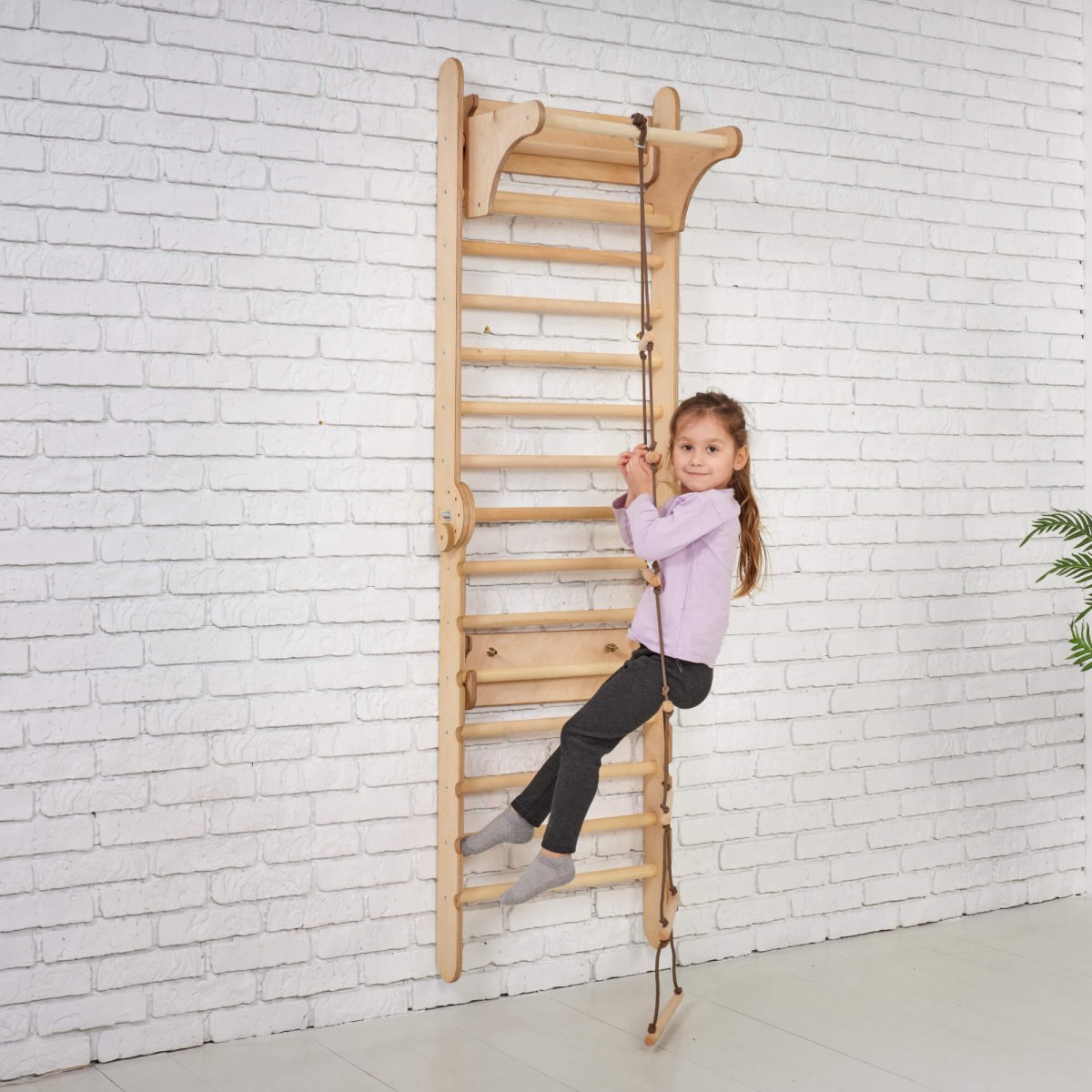 3in1 Wooden Swedish Wall / Climbing ladder for Children + Swing Set + Slide Board