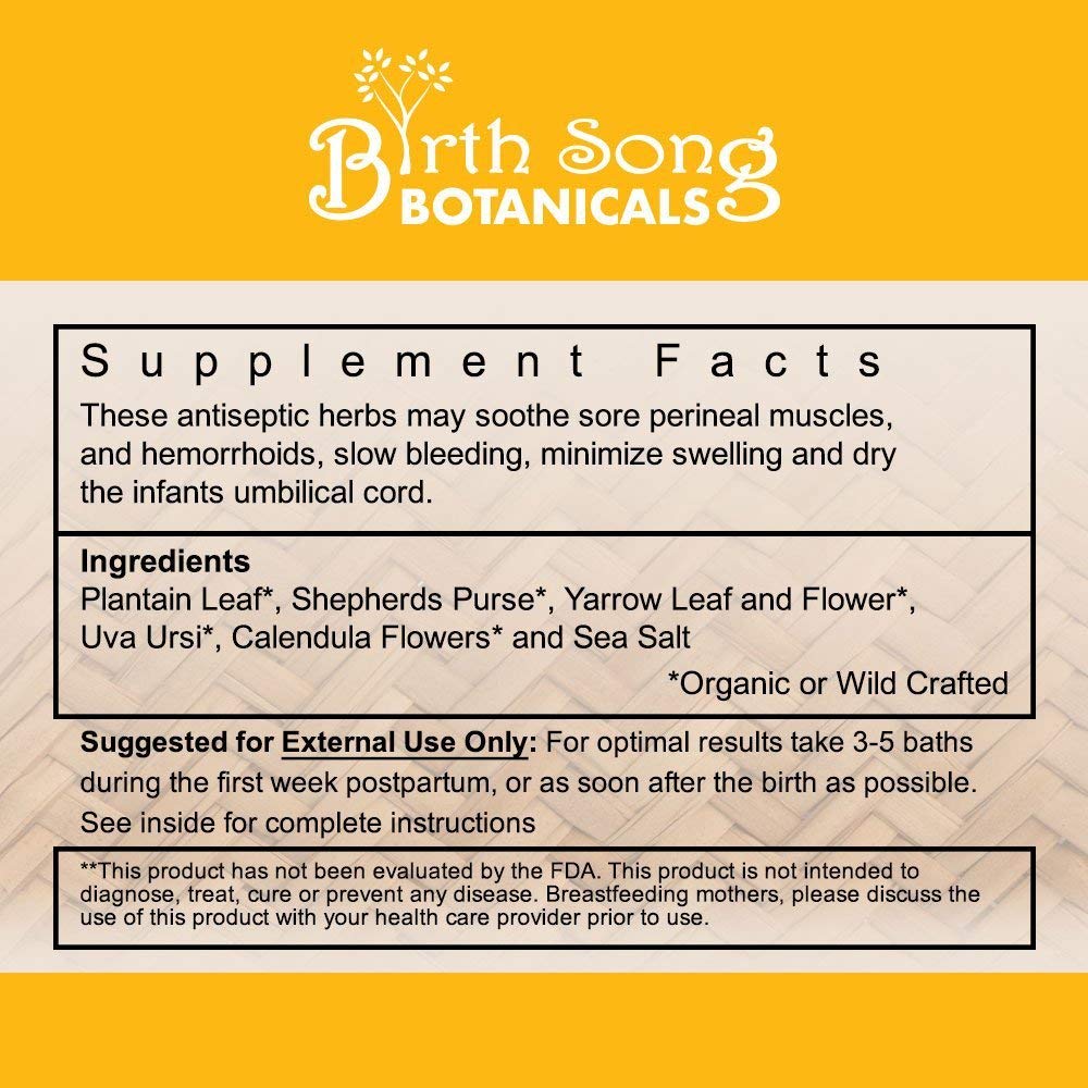 Postpartum Herb Bath For Perineal Care, Soothe Hemorrhoids and After Birth Support for Mom and Baby 8 oz.