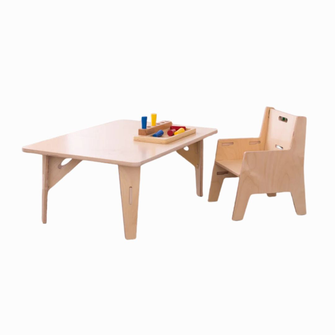 Sprout Kids Adjustable Montessori Weaning Table and Chair Set - Finished Birch