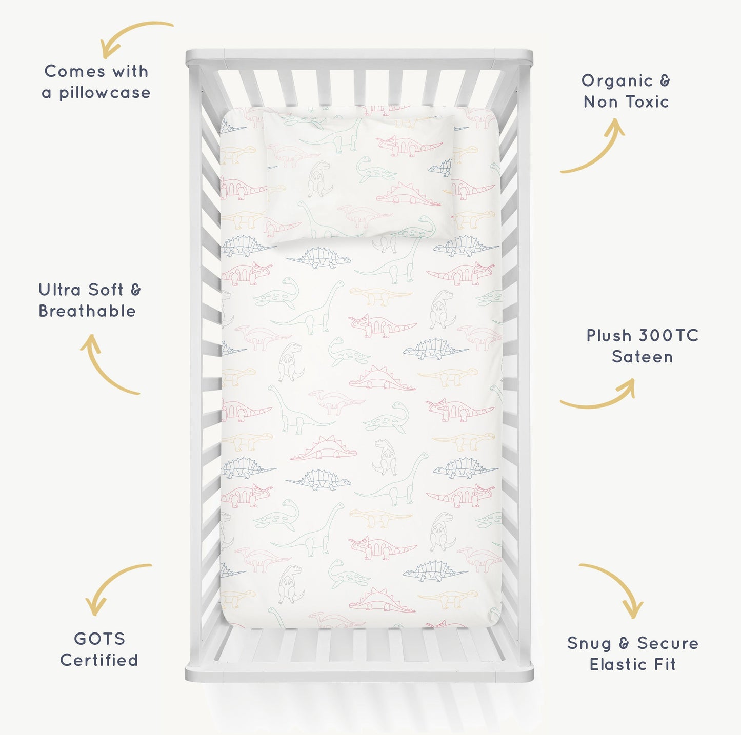 Organic Crib Sheet - Dino Park