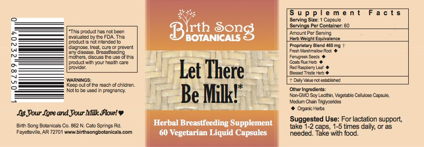 Let There Be Milk! Liquid Vegetarian Capsules Herbal Breastfeeding Supplement to Support Lactation and Breastmilk Supply* 60 Ct.