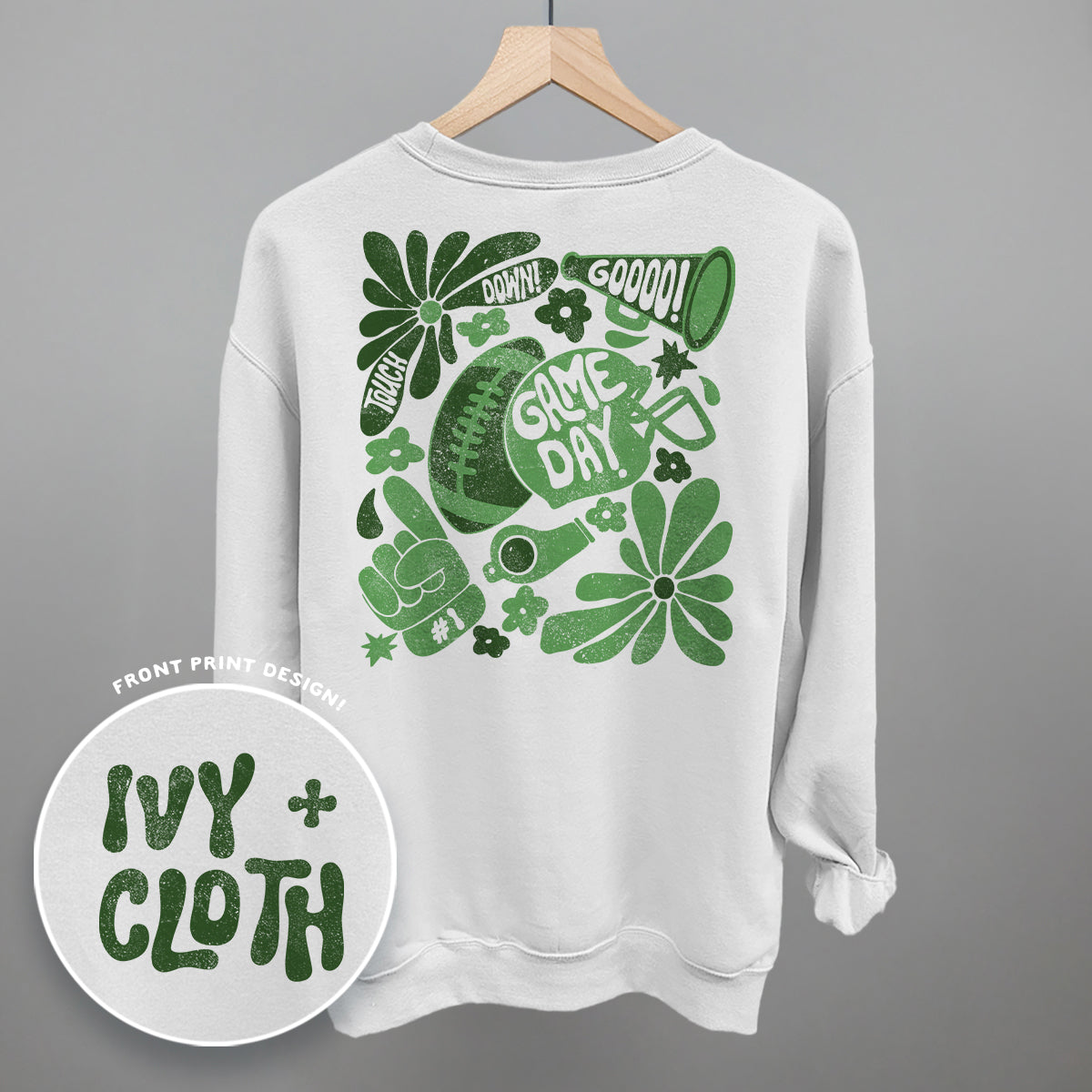 Floral Game Day Green (Back Print)