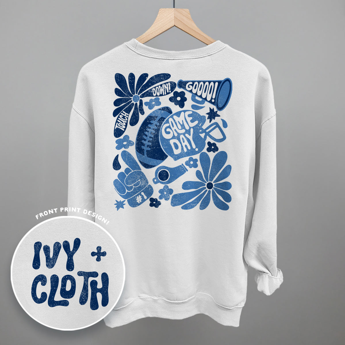 Floral Game Day Blue (Back Print)