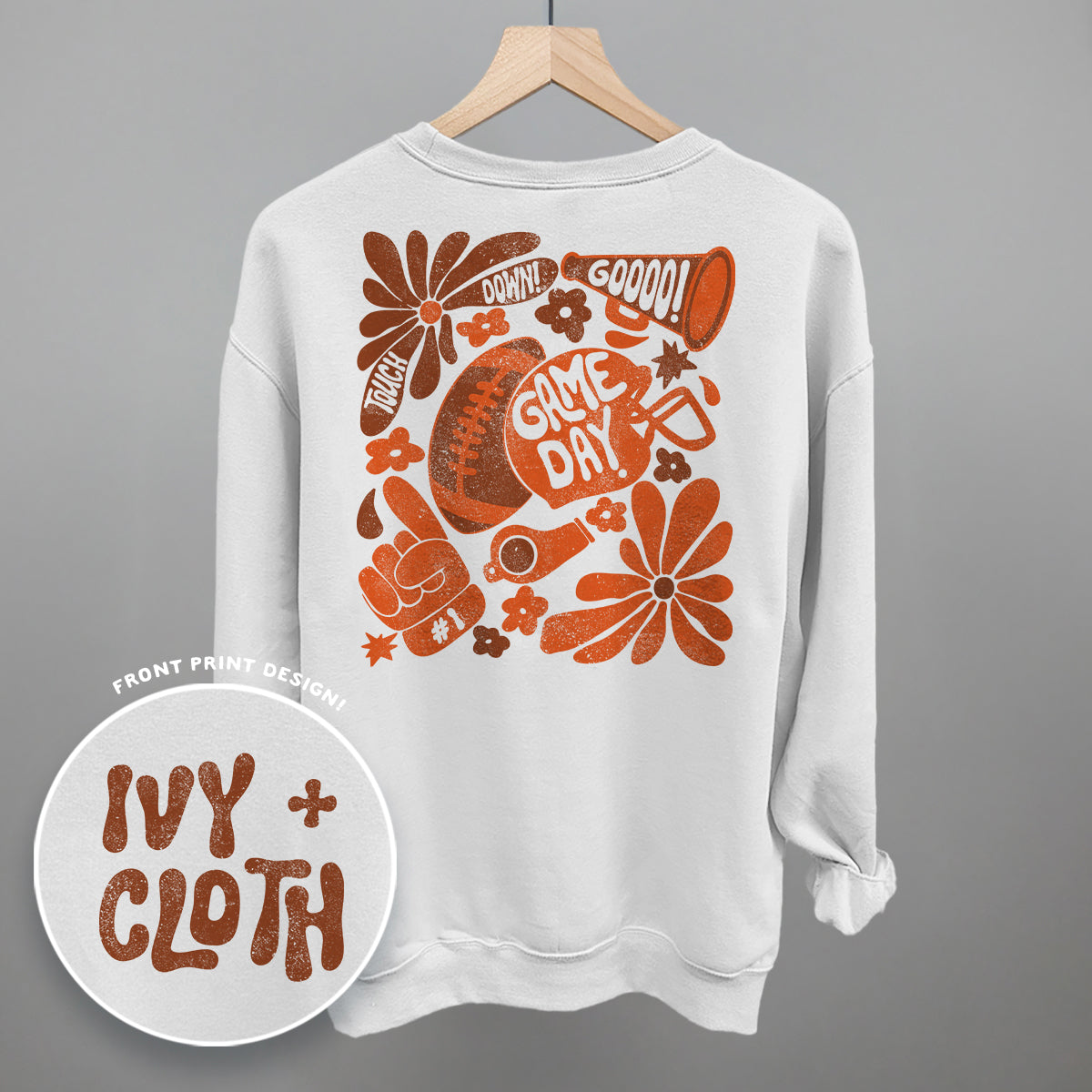Floral Game Day Orange (Back Print)
