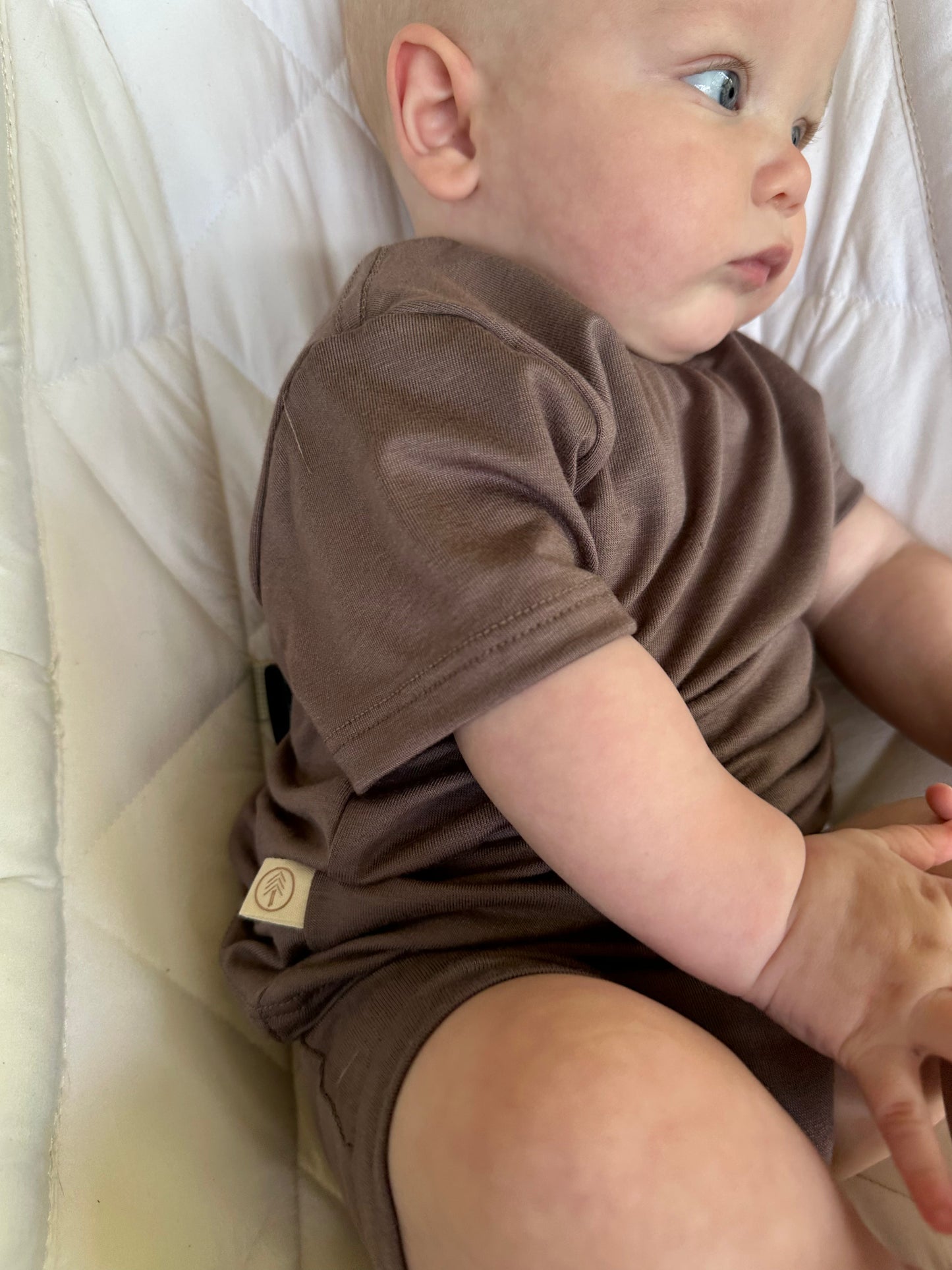 0/3M, 3/6M | Baby Short Sleeve Essential Tee | Coffee | Bamboo