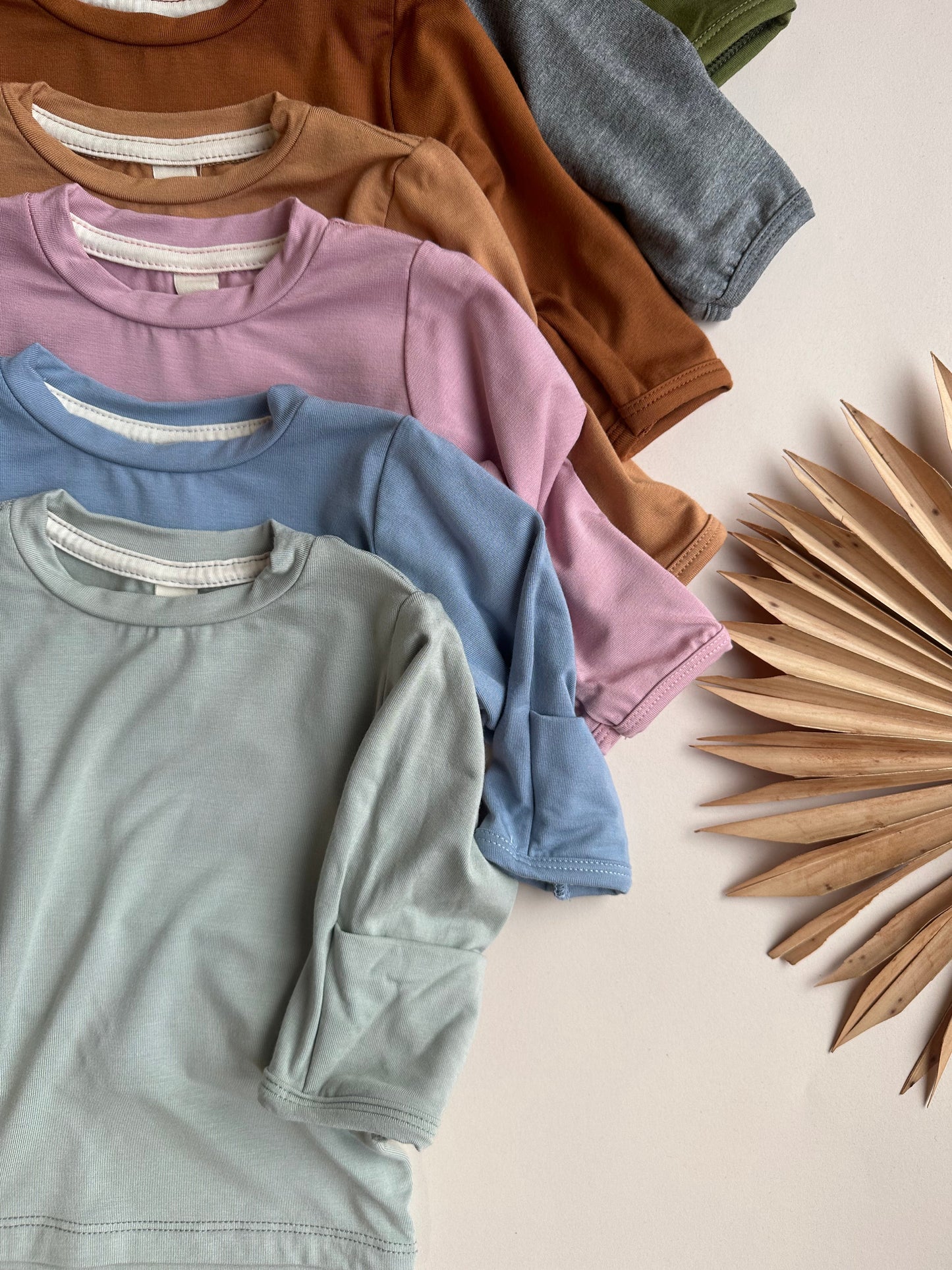 0/3M Long Sleeve Crew Neck Tee with Mittens | Baby & Toddler | Luxury Bamboo | Dusty Blue