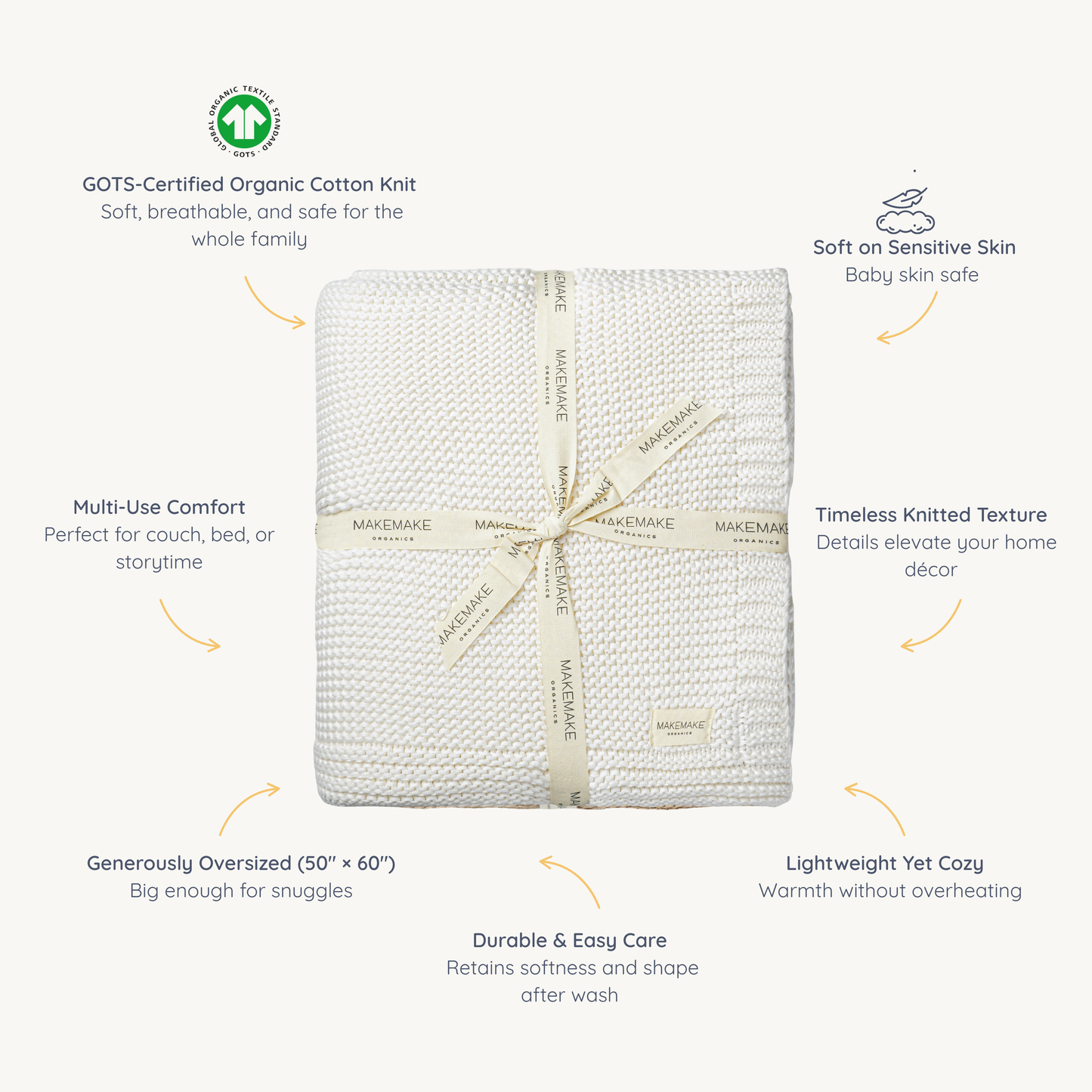 Organic Knit Throw Blanket - Ivory