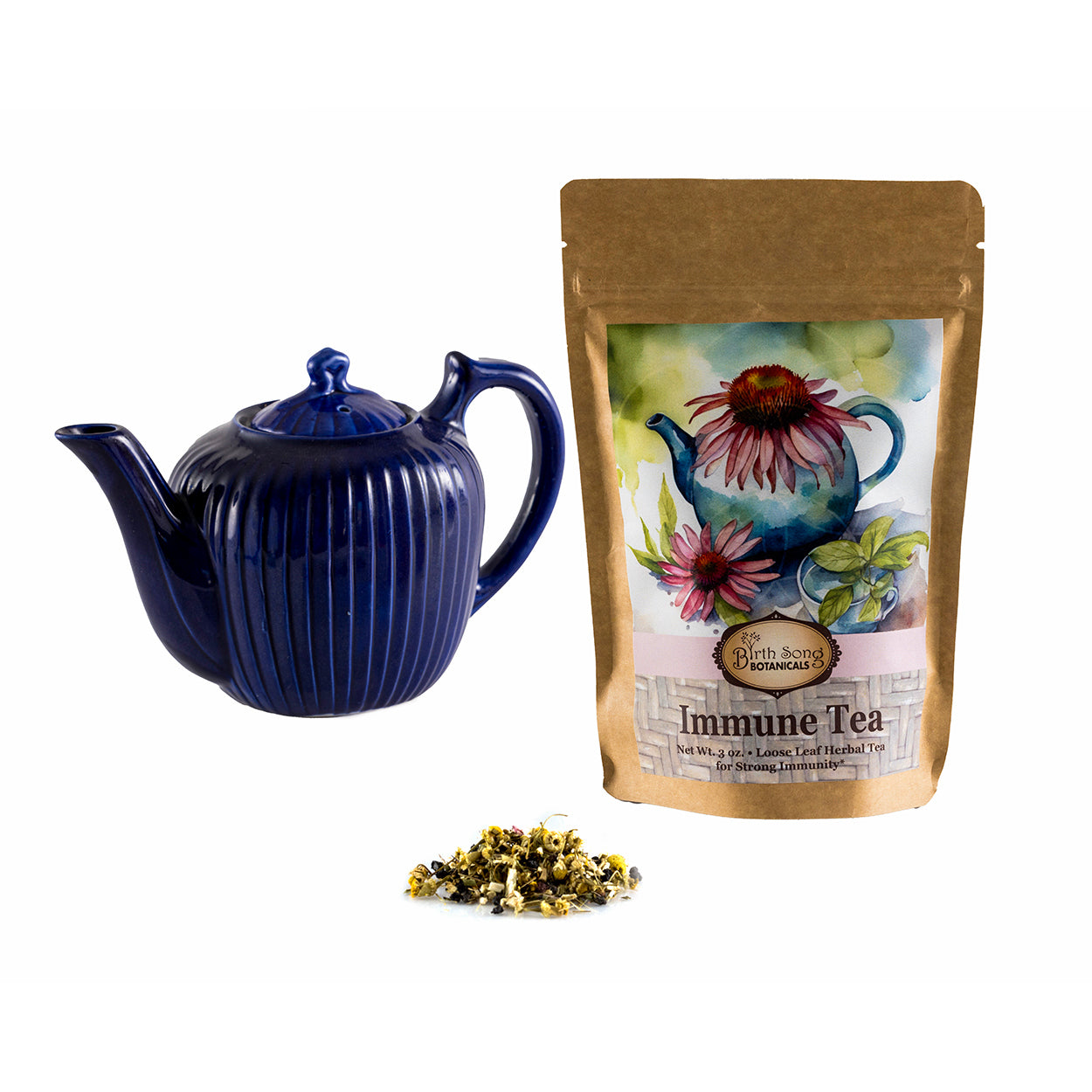 Herbal Immune Tea For Cold Season Support with Echinacea and Elderberry for Immune and Respiratory Support*, Caffeine Free, Loose Leaf 3 oz.