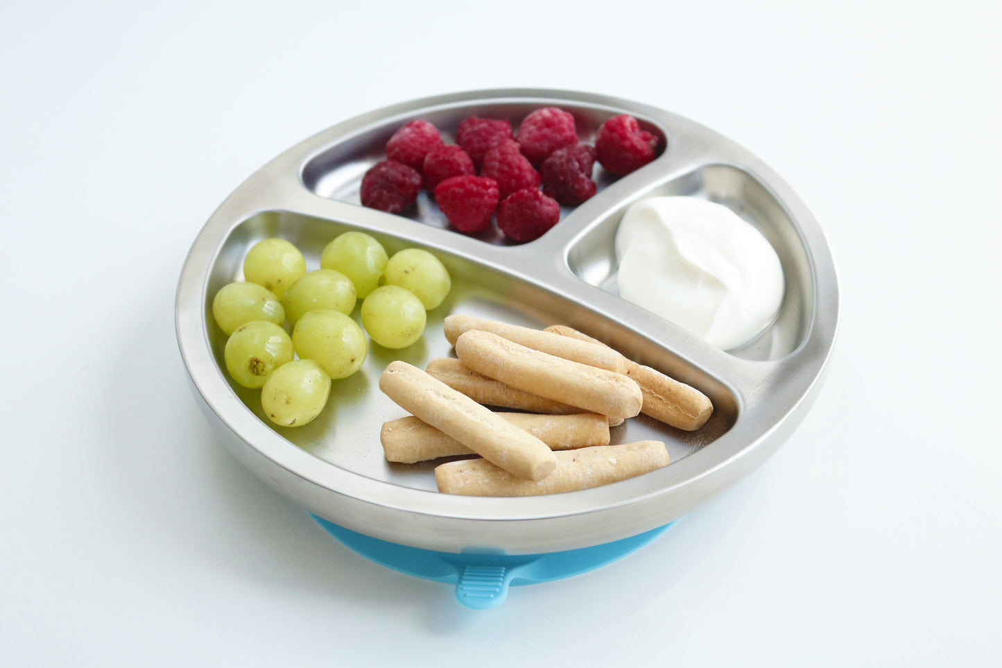 Stainless Steel Baby Plates - BLW Removeable Silicone Suction Cup Divided Plate