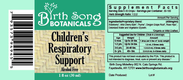Children's Respiratory Support Herbal Tincture to Support Healthy Lungs* with Elderberry 1 oz.