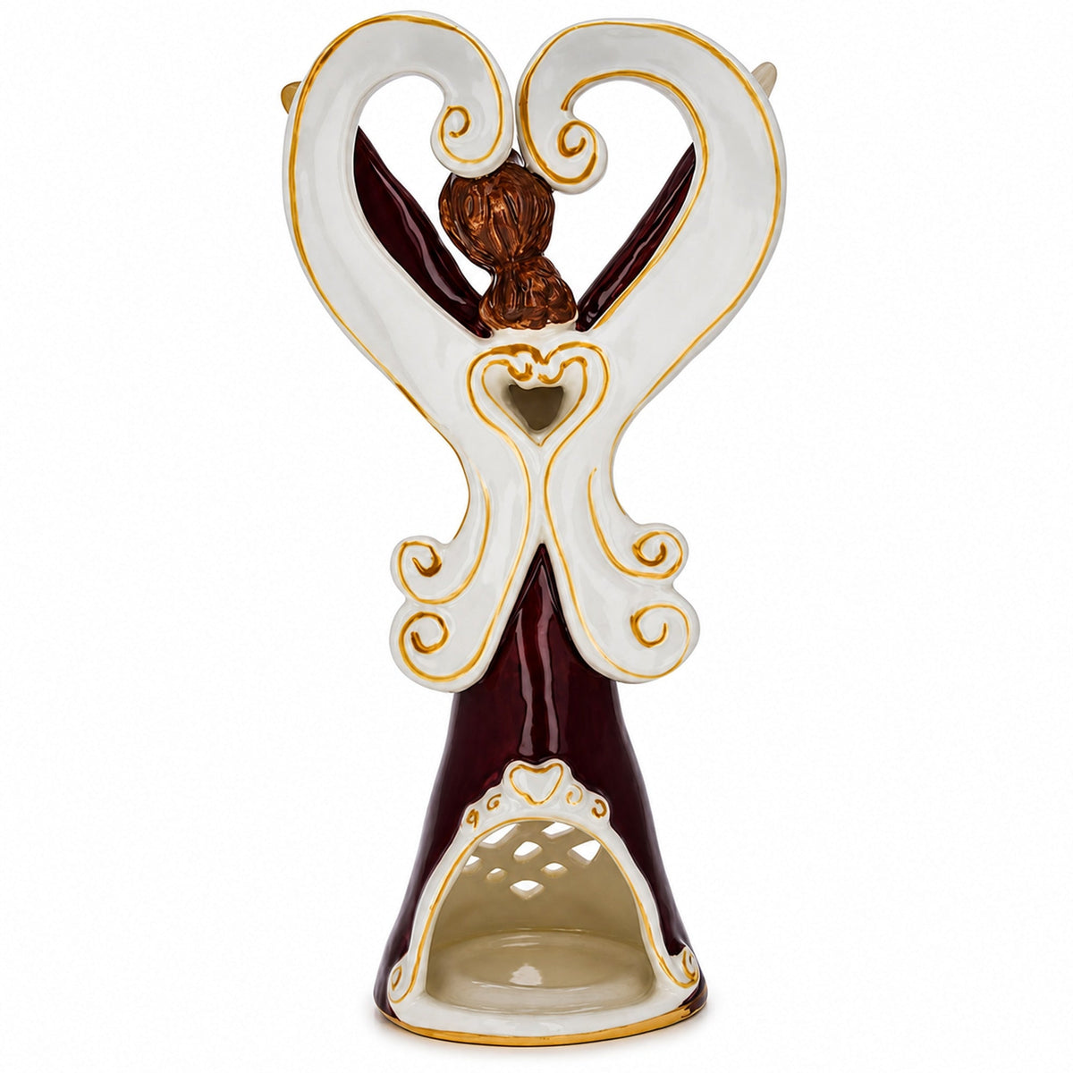 Angel in Red Porcelain Figurine with Tea Light 10 Inches