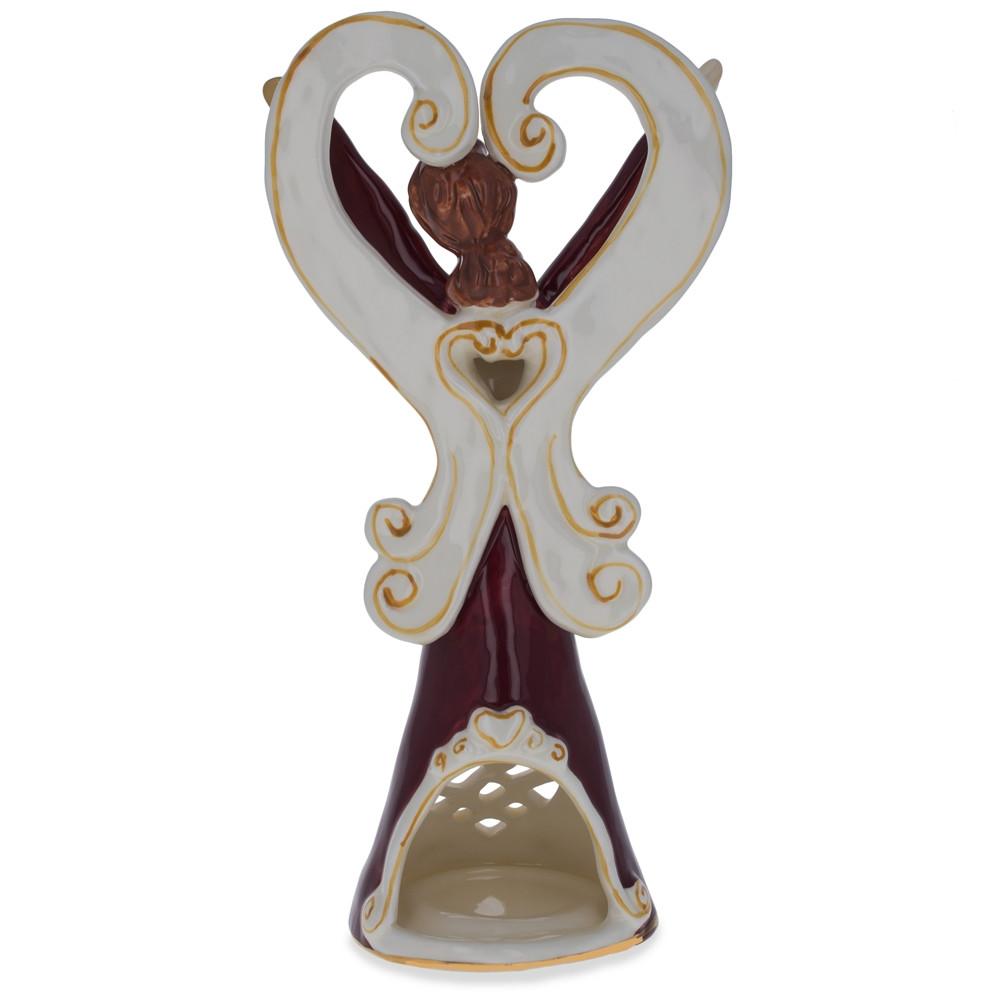 Angel in Red Porcelain Figurine with Tea Light 10 Inches