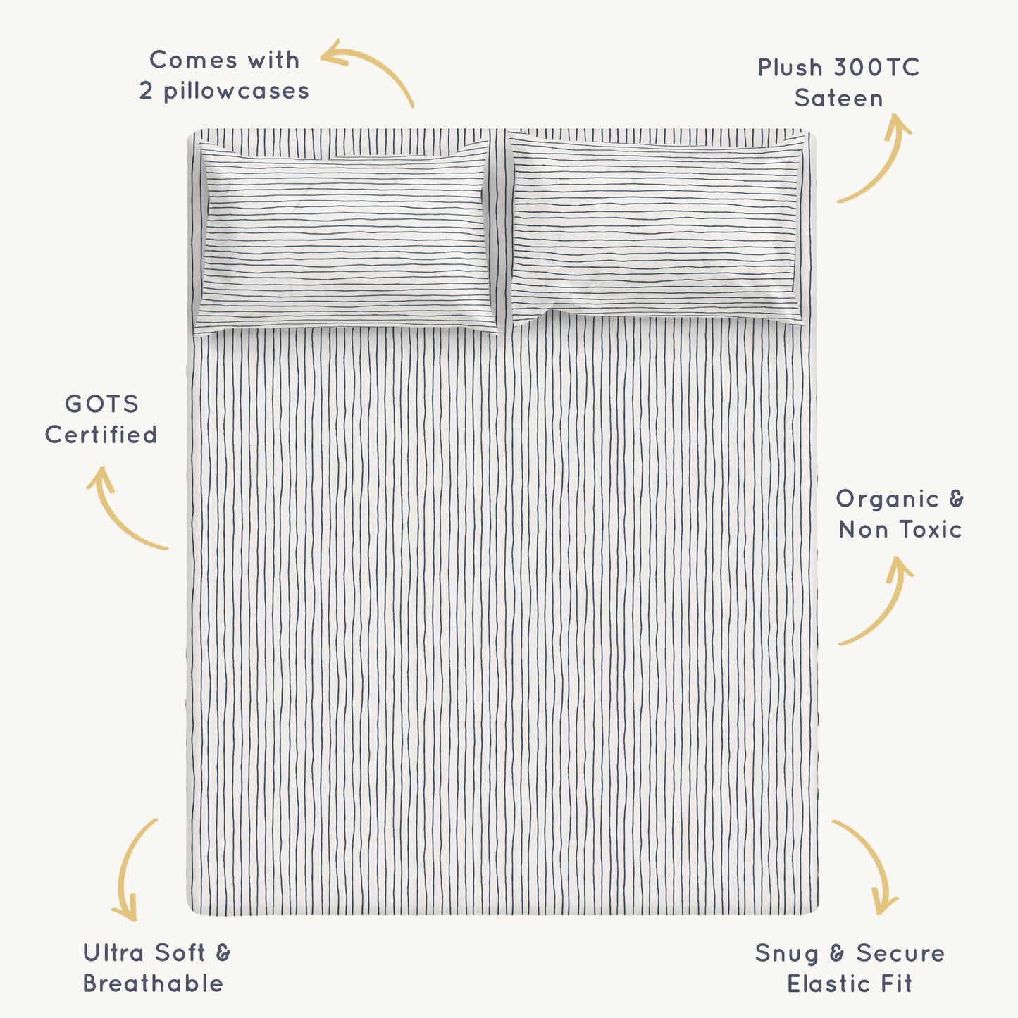 Organic Cotton Sheet Set - Cobi Blue Stripes