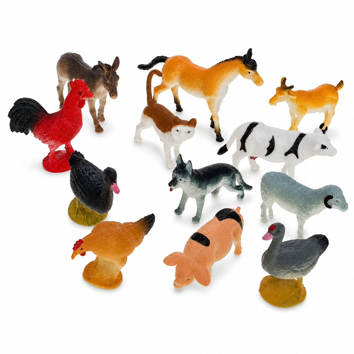 Set of 12 Miniature Resin Farm Animal Figurines 2 Inches