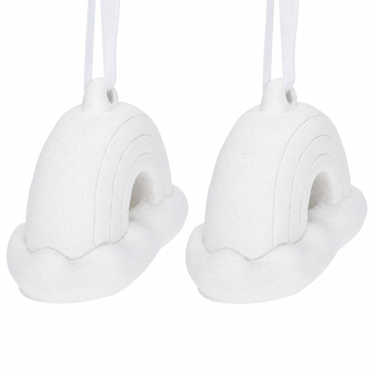 Set of 2 Blank Unfinished White Plaster 3D Rainbow Christmas Ornaments DIY Craft 3.5 Inches