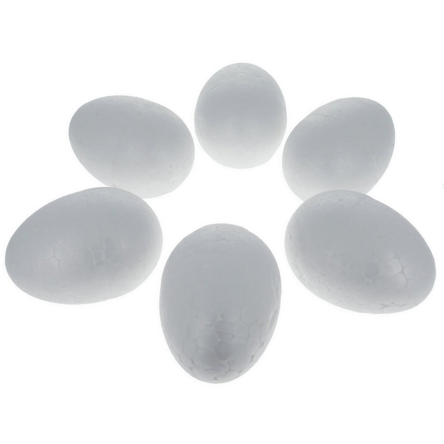Set of 6 White Foam Eggs 2.3 Inches