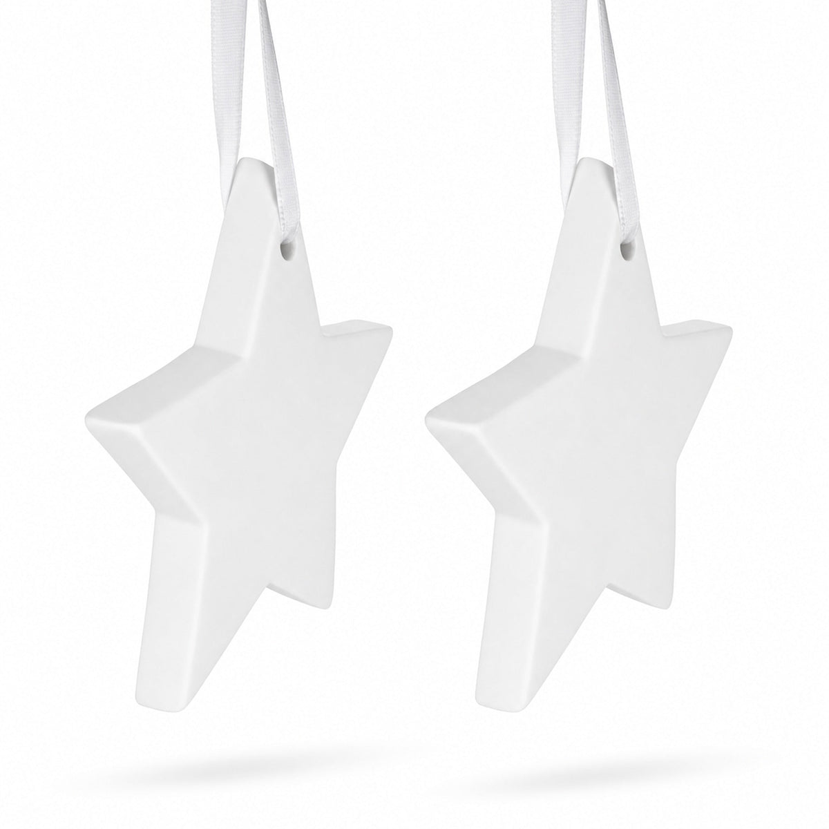 Set of 2 Blank Unfinished White Plaster Star Christmas Ornaments DIY Craft 3.9 Inches