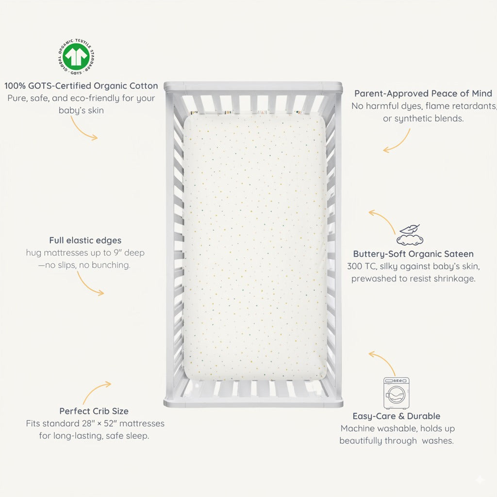 Organic Crib Sheet - Dotty