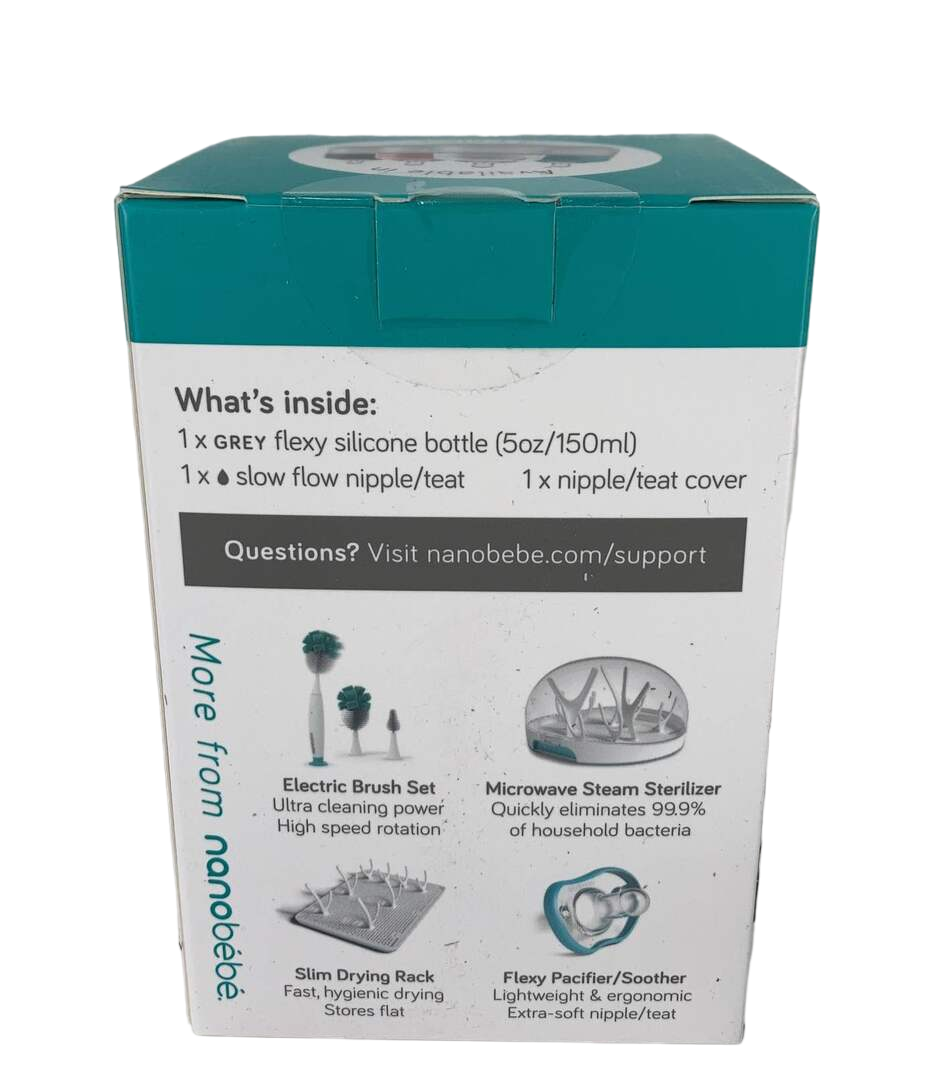 Nanobébé Flexy Silicone Baby Bottle, 5oz, Grey