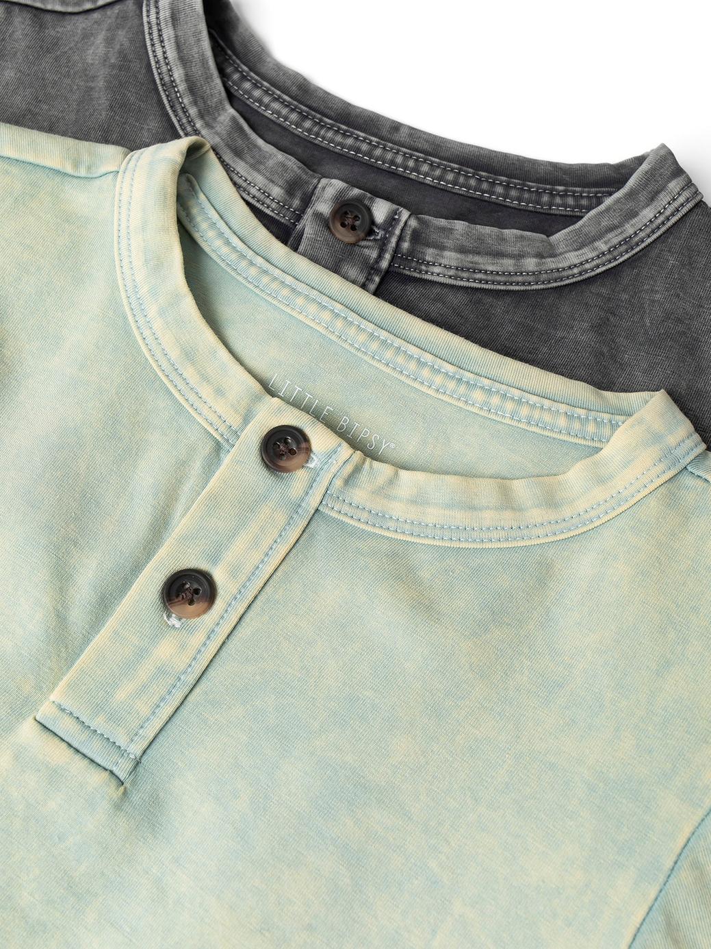 Jersey Henley Tee - Green Wash