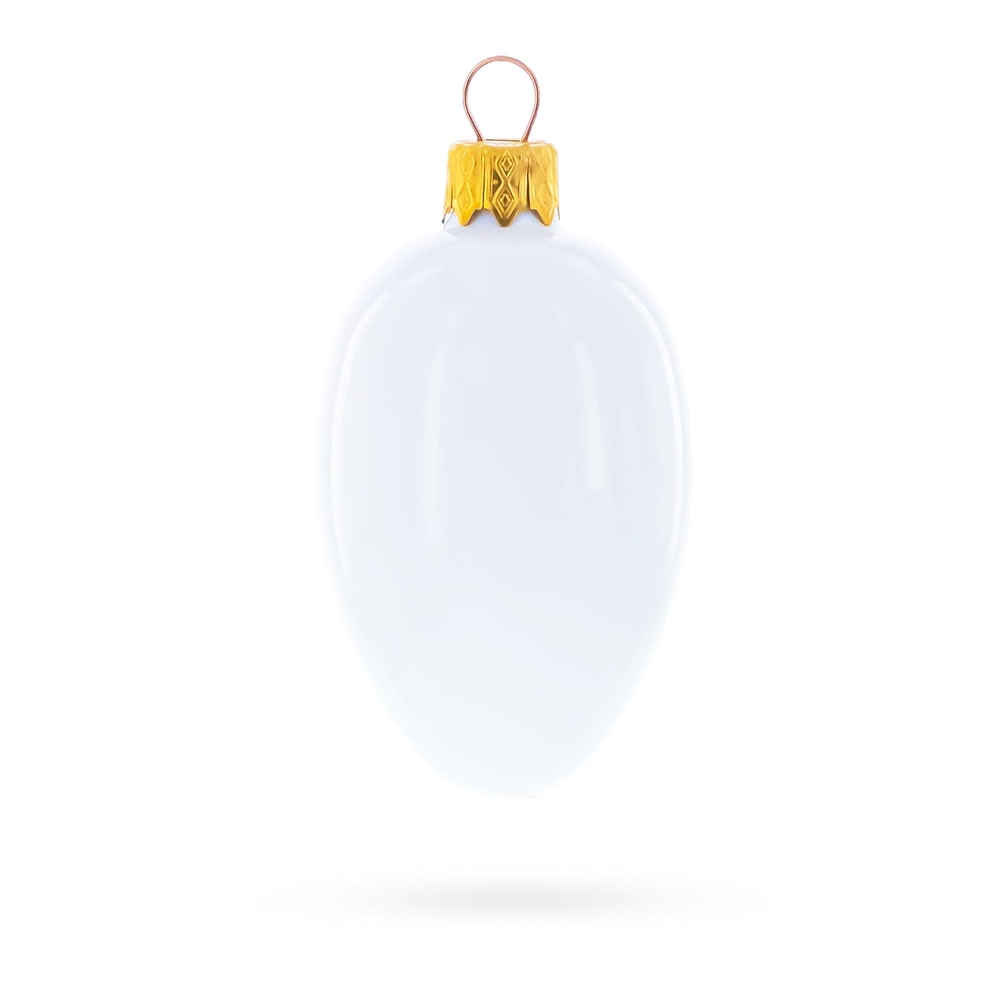 Set of 6 Glossy White Mini Glass Egg Ornaments 2.9 Inches