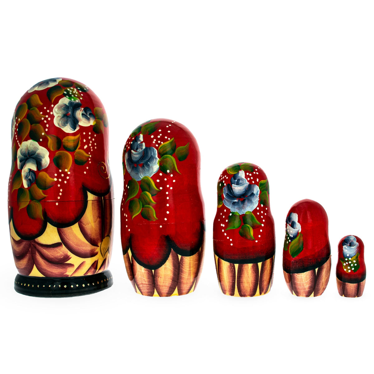 Set of 5 Little Red Riding Hood Wooden Nesting Dolls 7 Inches