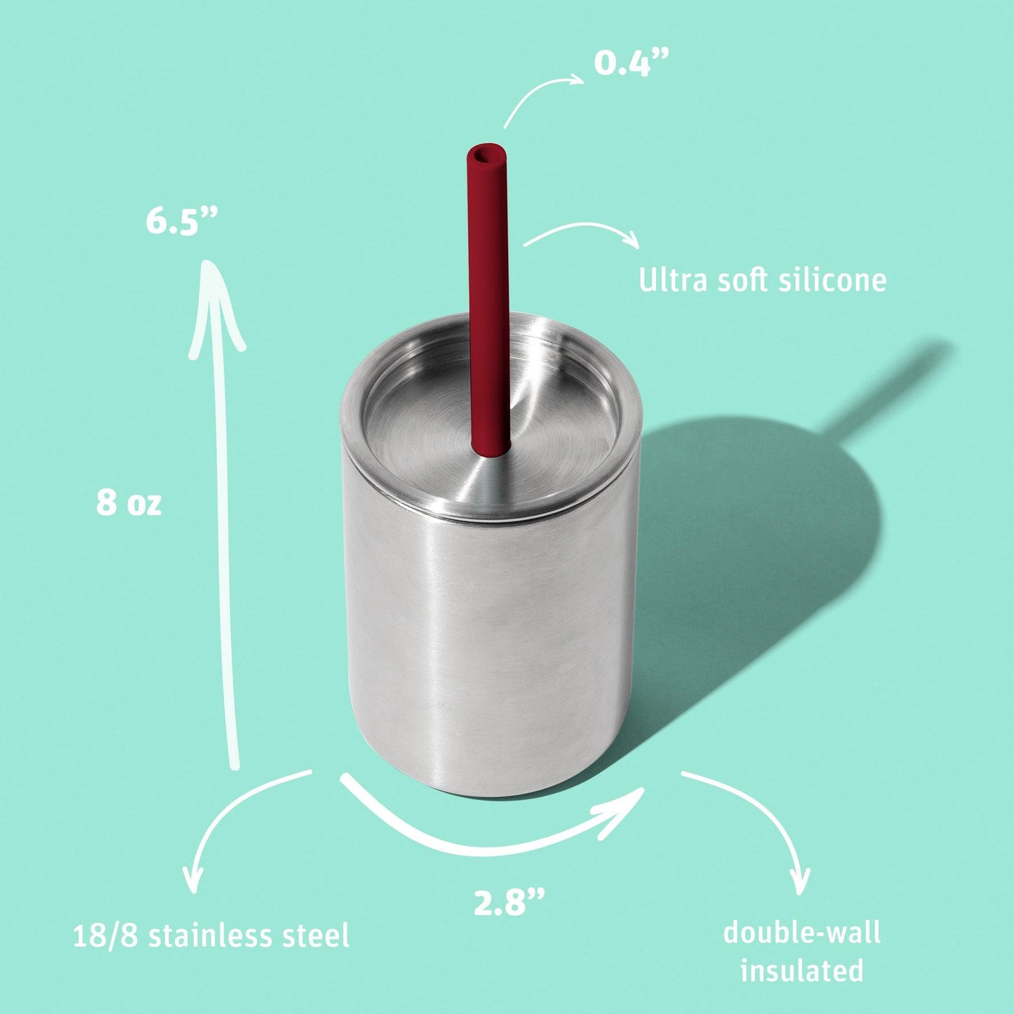 Medium Stainless Steel Insulated Baby Cup 8oz with Additional Silicone Lid