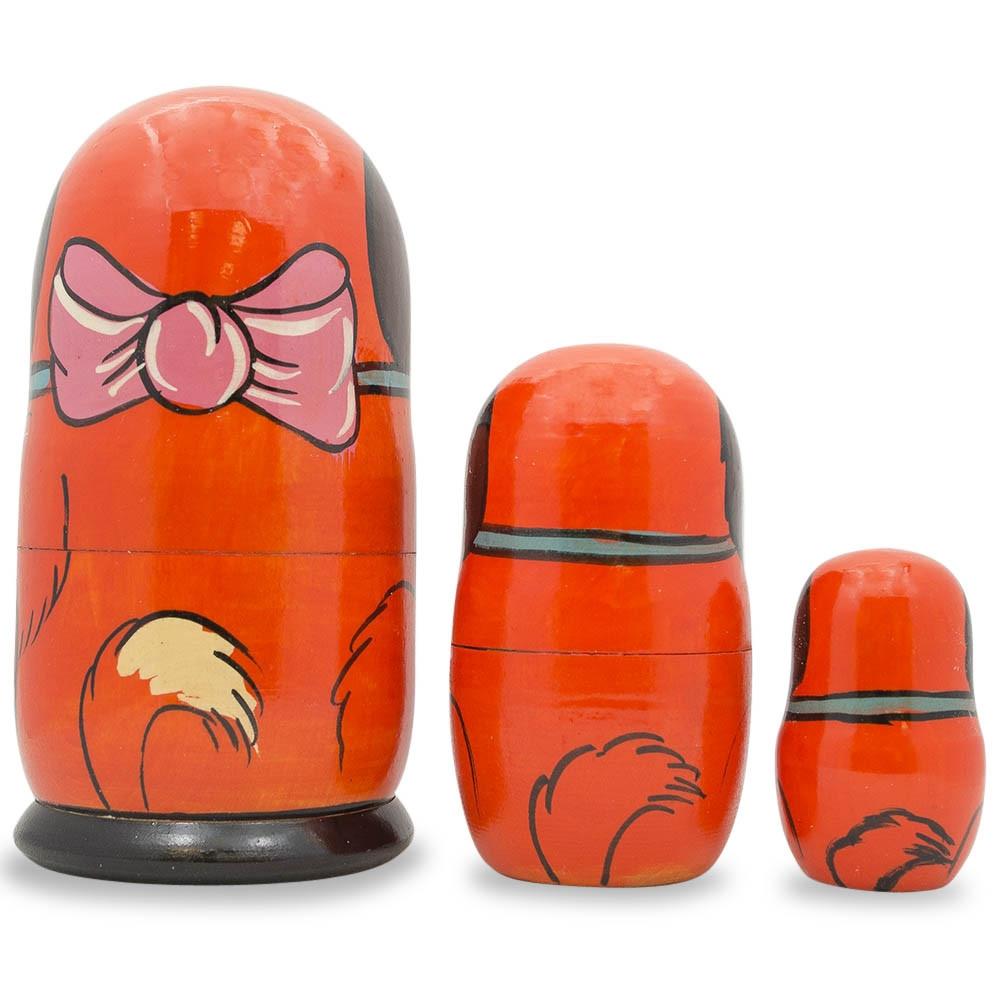 Set of 3 Dogs with Ball Wooden Nesting Dolls 5 Inches