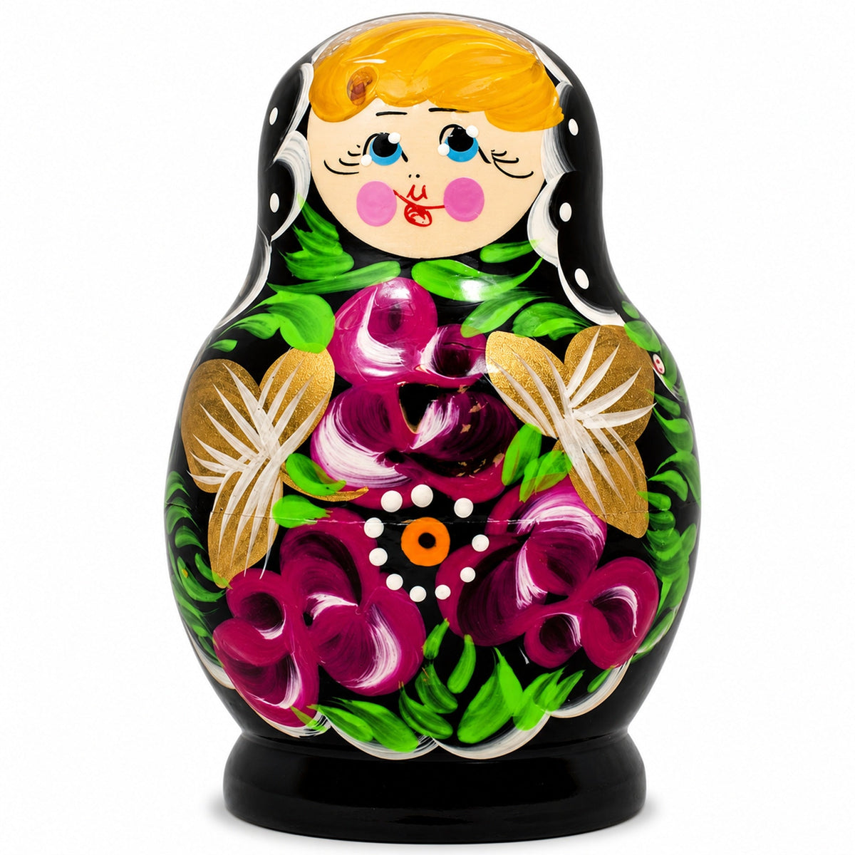 Set of 3 Floral on Black Dress Dolls 3.5 Inches