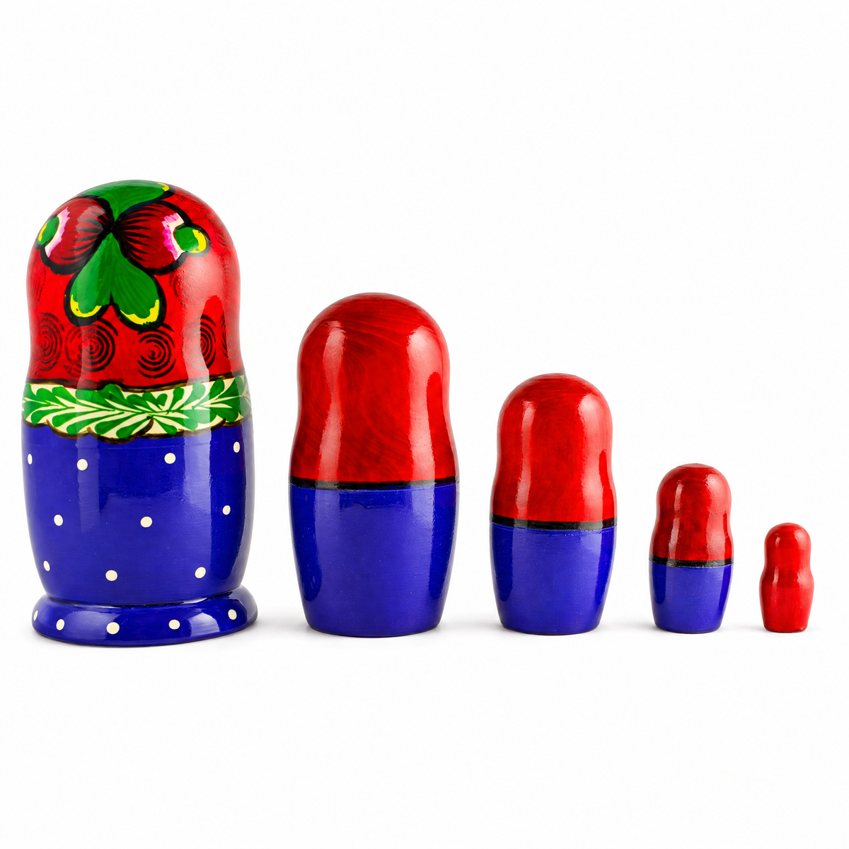 Set of 5 Traditional in Red Scarf Nesting Dolls 6 Inches