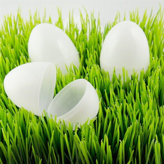 Set of 24 White Plastic Easter Eggs 2.25 Inches