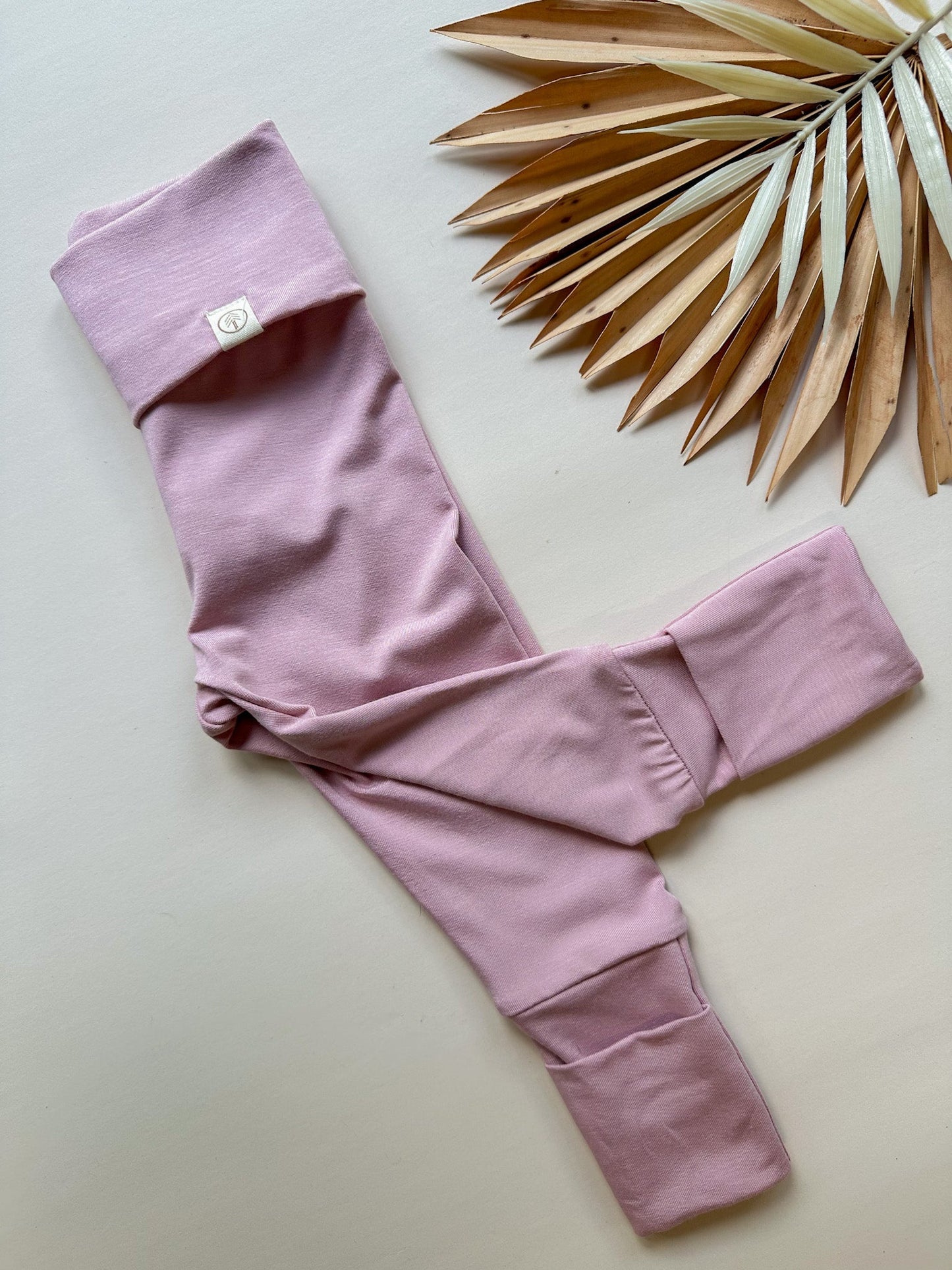 Fold-Over Footie Bamboo Leggings | Rose Pink