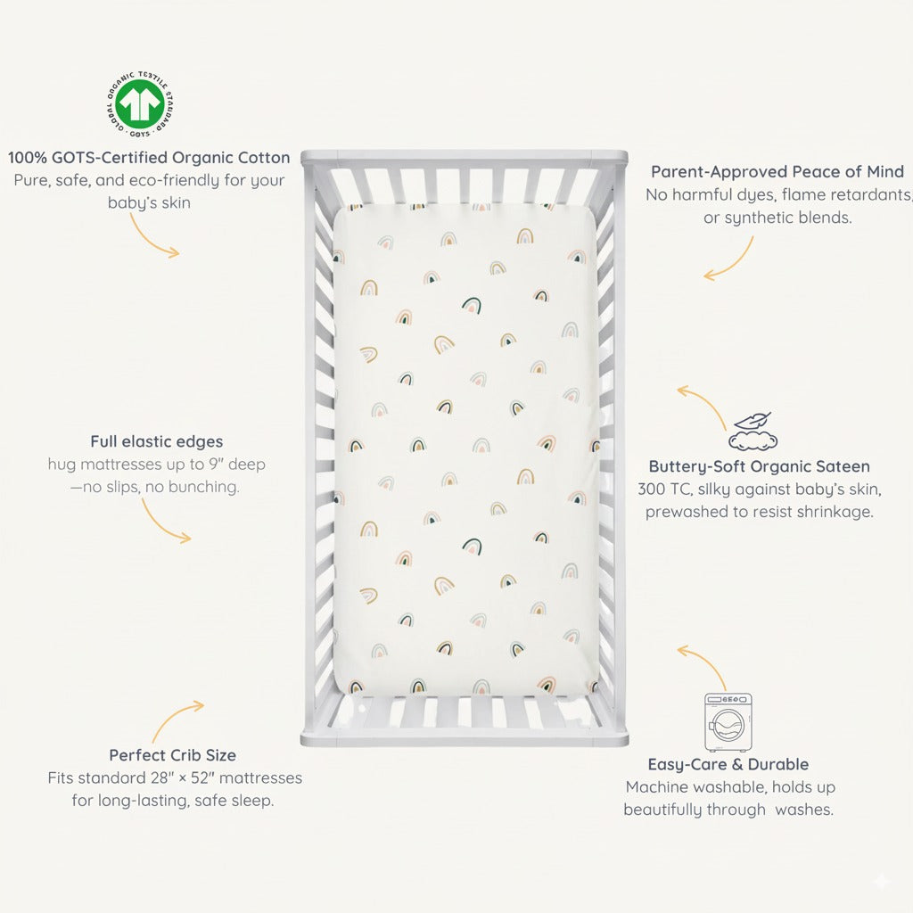 Organic Crib Sheet - Over The Rainbow