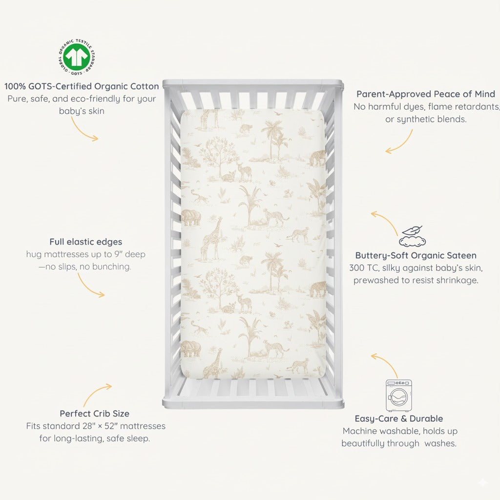 Organic Crib Sheet - Safari