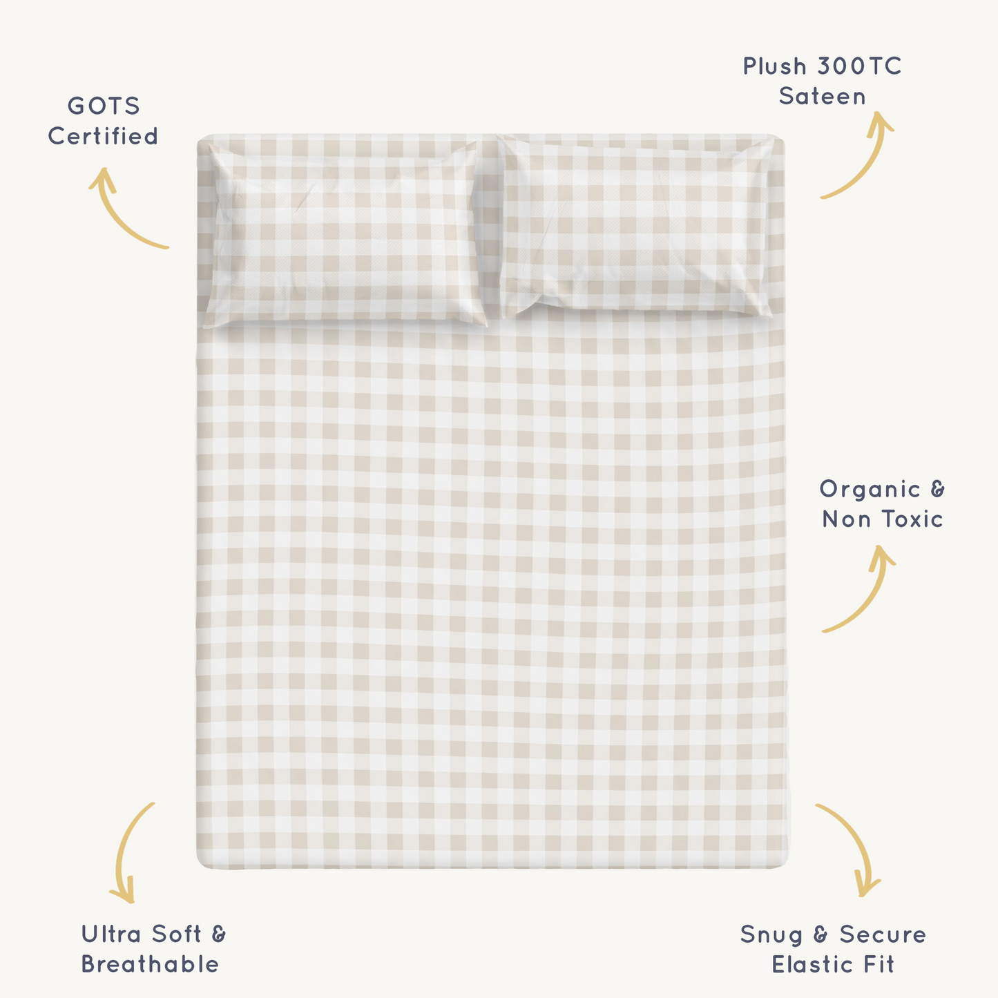 Organic Kids Fitted Sheet - Plaid
