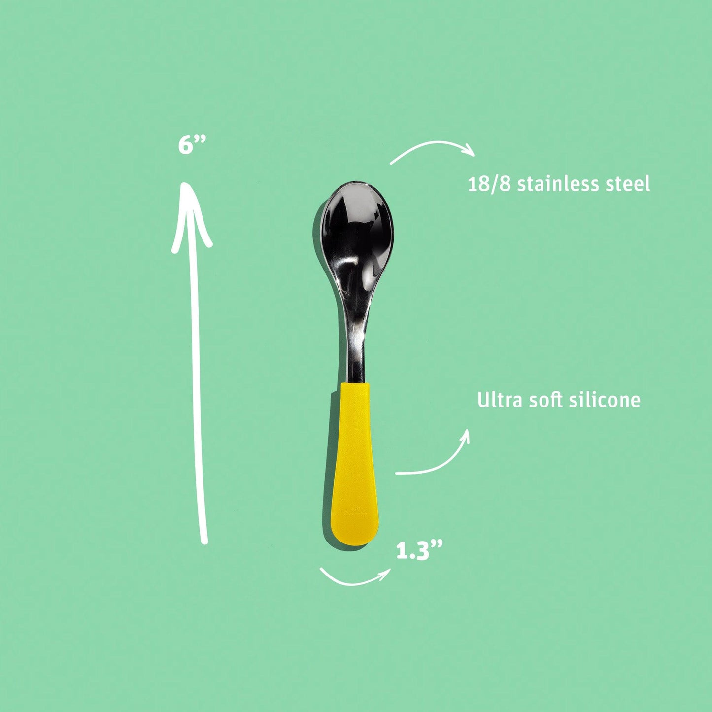 Stainless Steel Baby Spoons - BLW Infant Self Feeding Spoon | Wide - Short