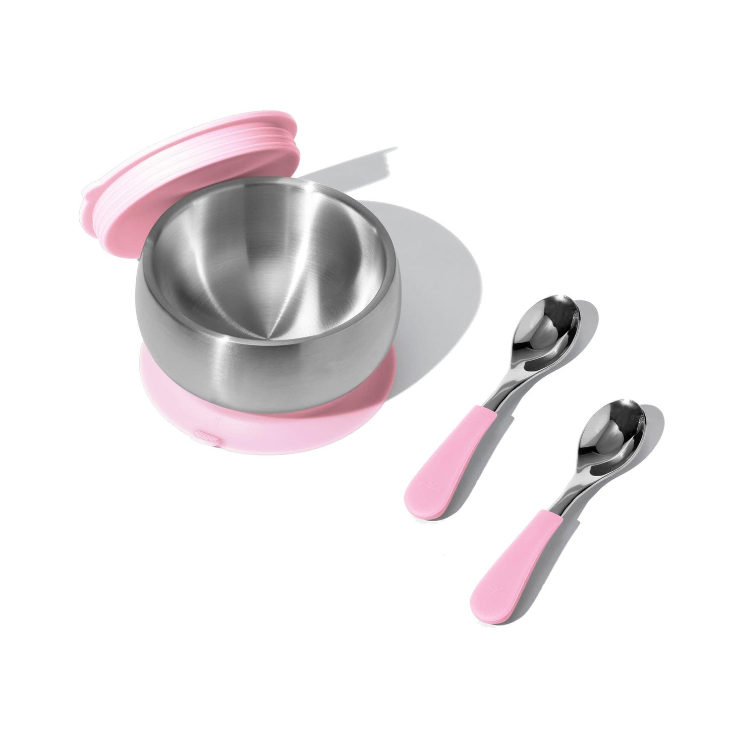 Stainless Steel Baby Bowl Bundle - BLW Removeable Suction Infant Feeding Bowl + Lid + 2 Spoons Set