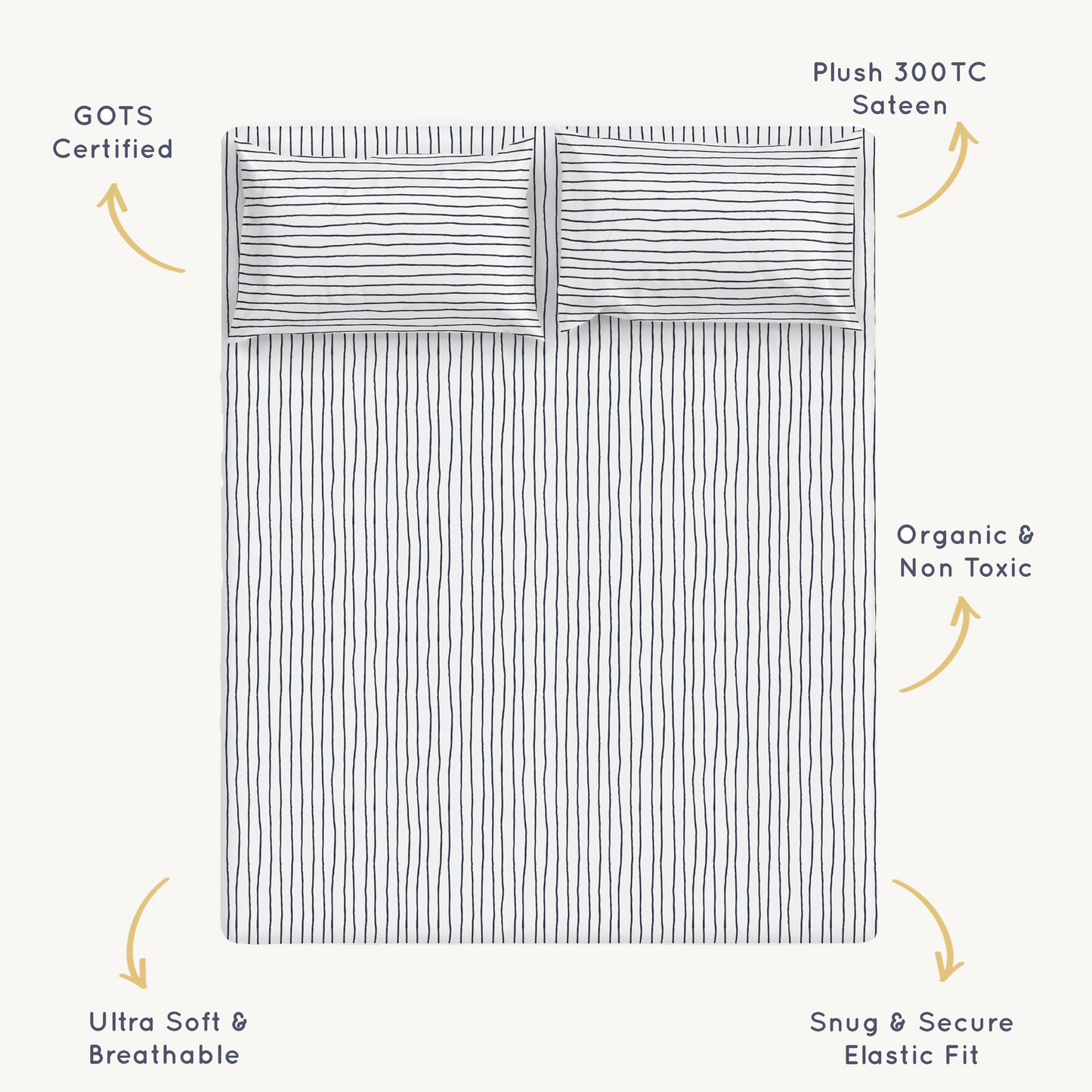 Organic Kids Fitted Sheet - Navy Stripes