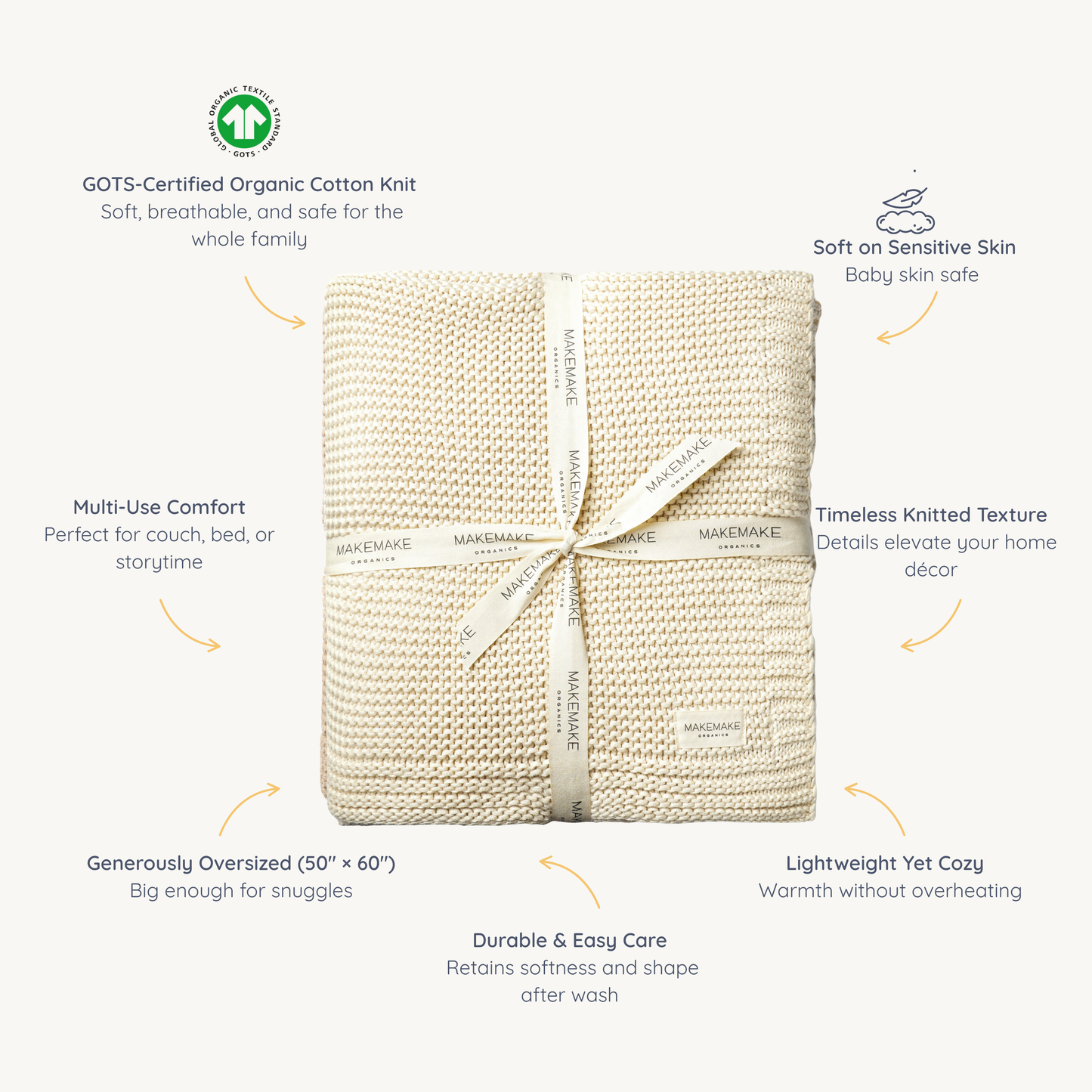 Chunky Knit Throw Blanket - Vanilla Natural