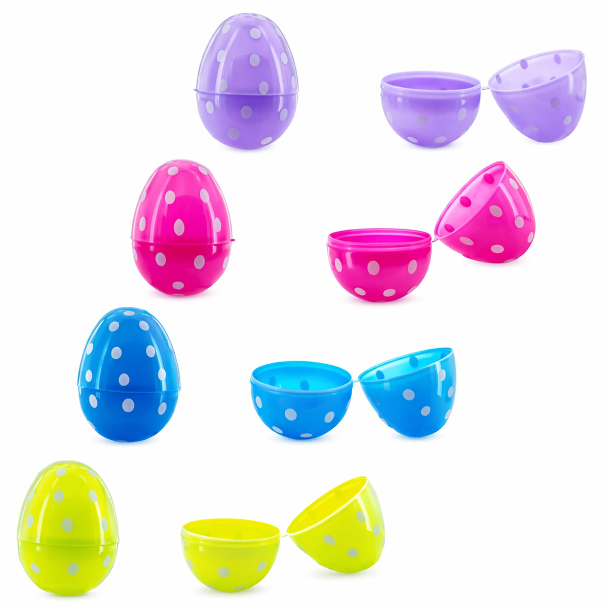 Set of 24 Colorful Polka Dot Printed Fillable Plastic Easter Eggs 2.25 Inches