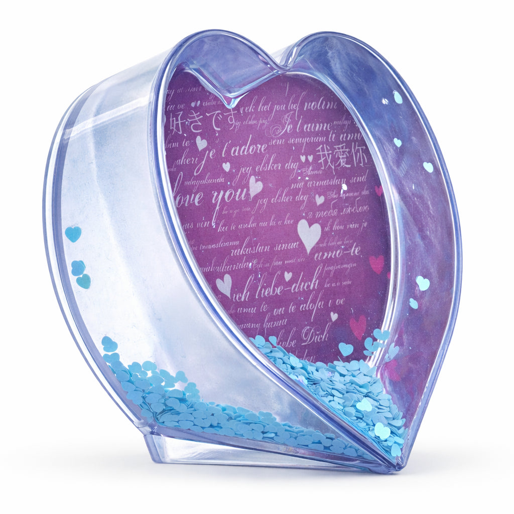 Father's Day Heart Shaped Clear Plastic Water Globe Picture Frame