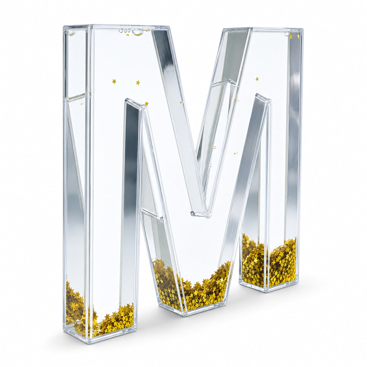 Letter M Glitter-Filled Acrylic Snow Globe