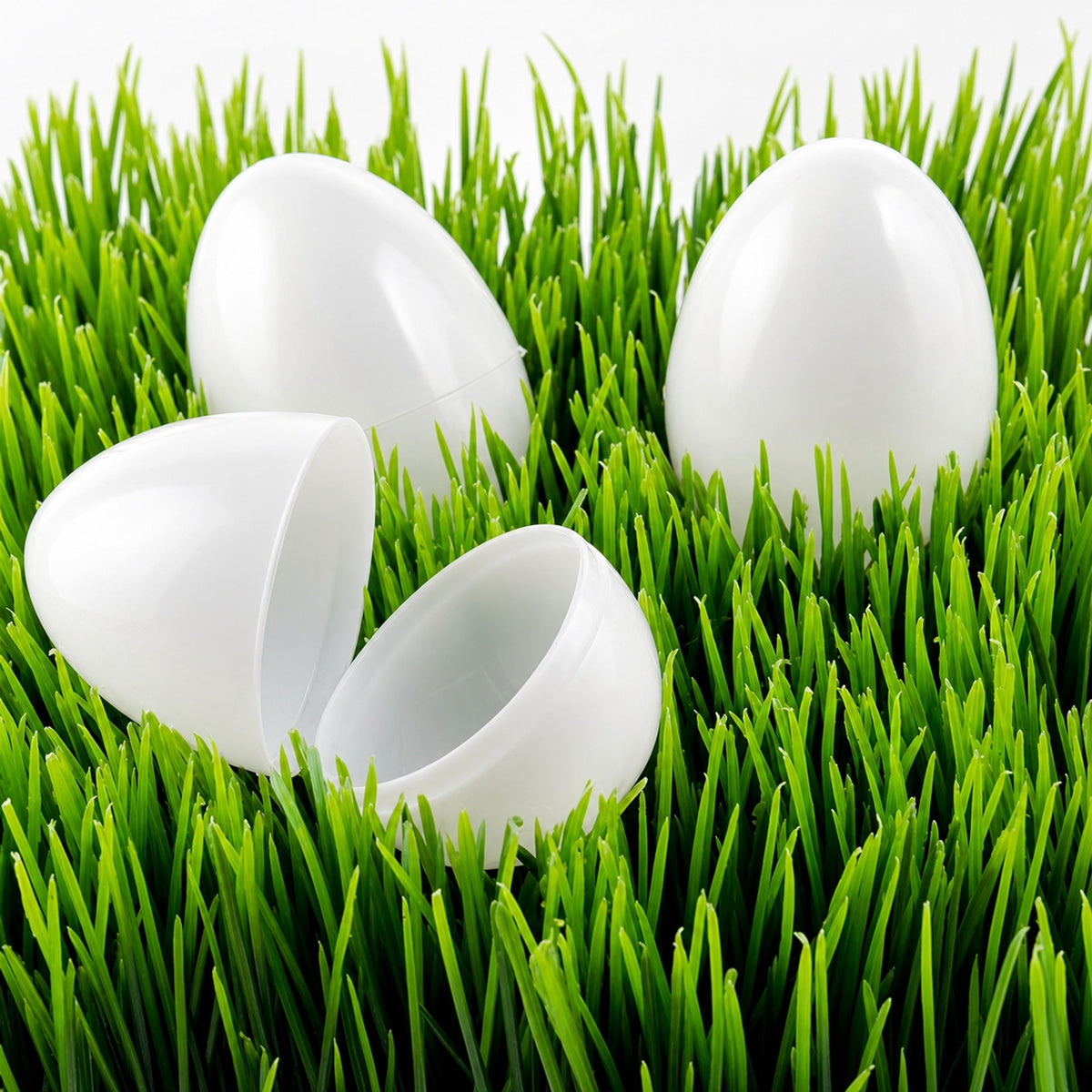 12 White Plastic Easter Eggs