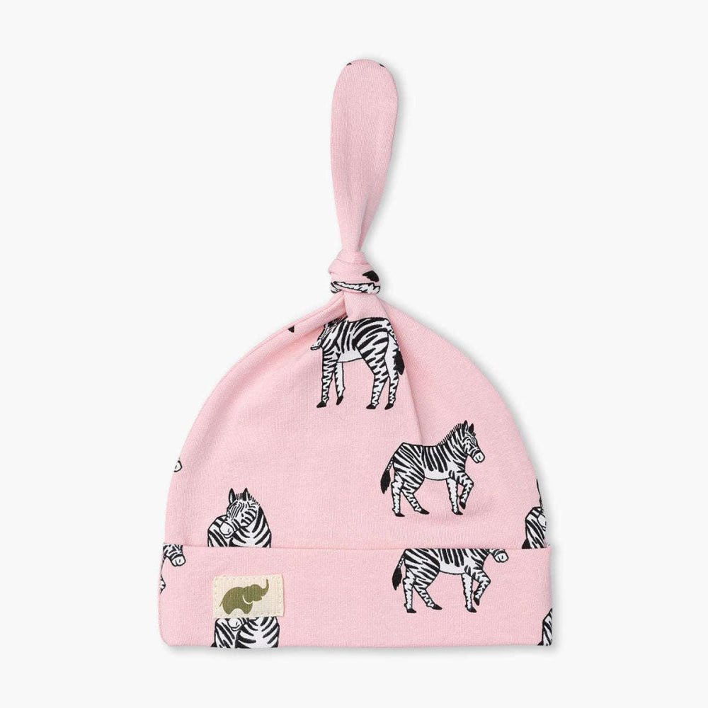 Top Knot Cap - Pink Zebras