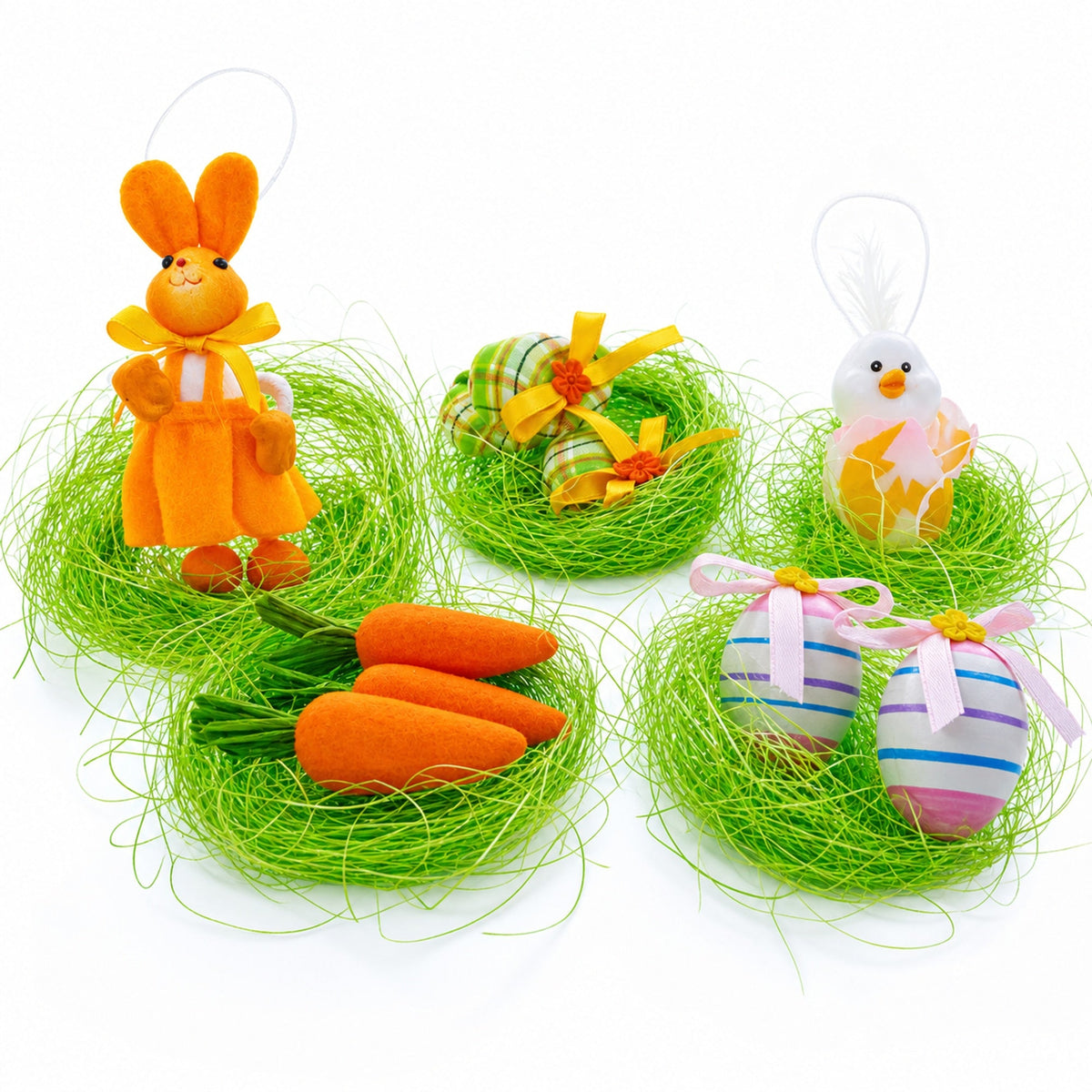 9 Easter Bunny, Hats, Eggs, Chick, Carrots Figurines